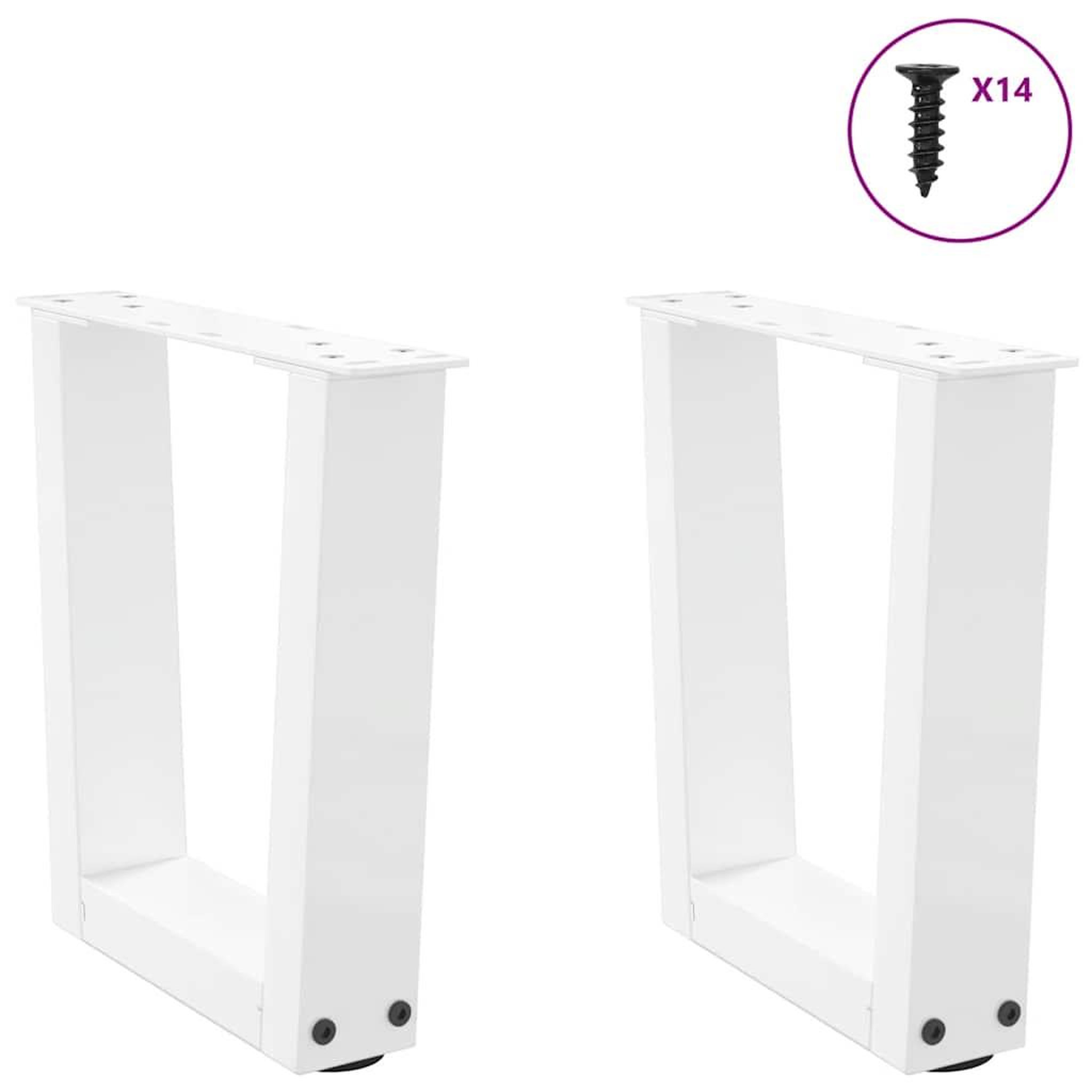 Voir la diapositive 3 : VIDAXL Pieds de table a manger forme V 2pcs blanc 30x(30-31,3)cm acier