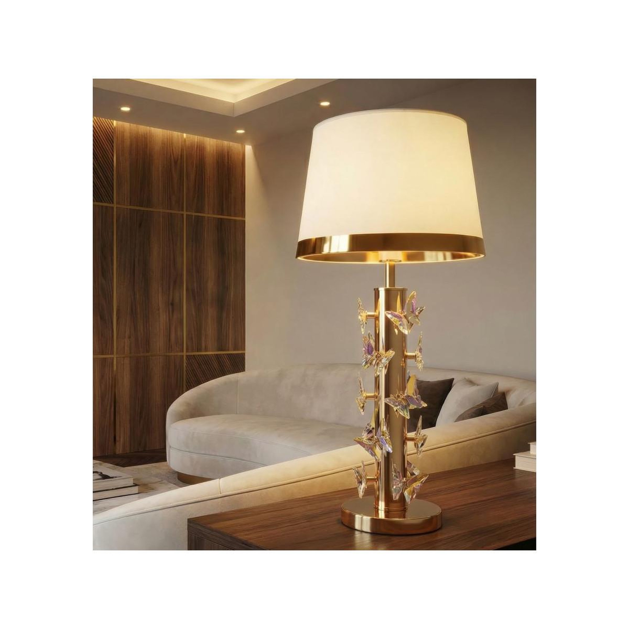 Voir la diapositive 5 : Paris Prix Lampe à poser  butterfly  74cm or & blanc