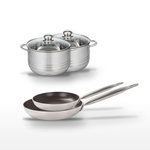 ELO Lot de 2 Poêles 28/32 cm et 2 Faitouts 20/24 cm Elo Bistro Line