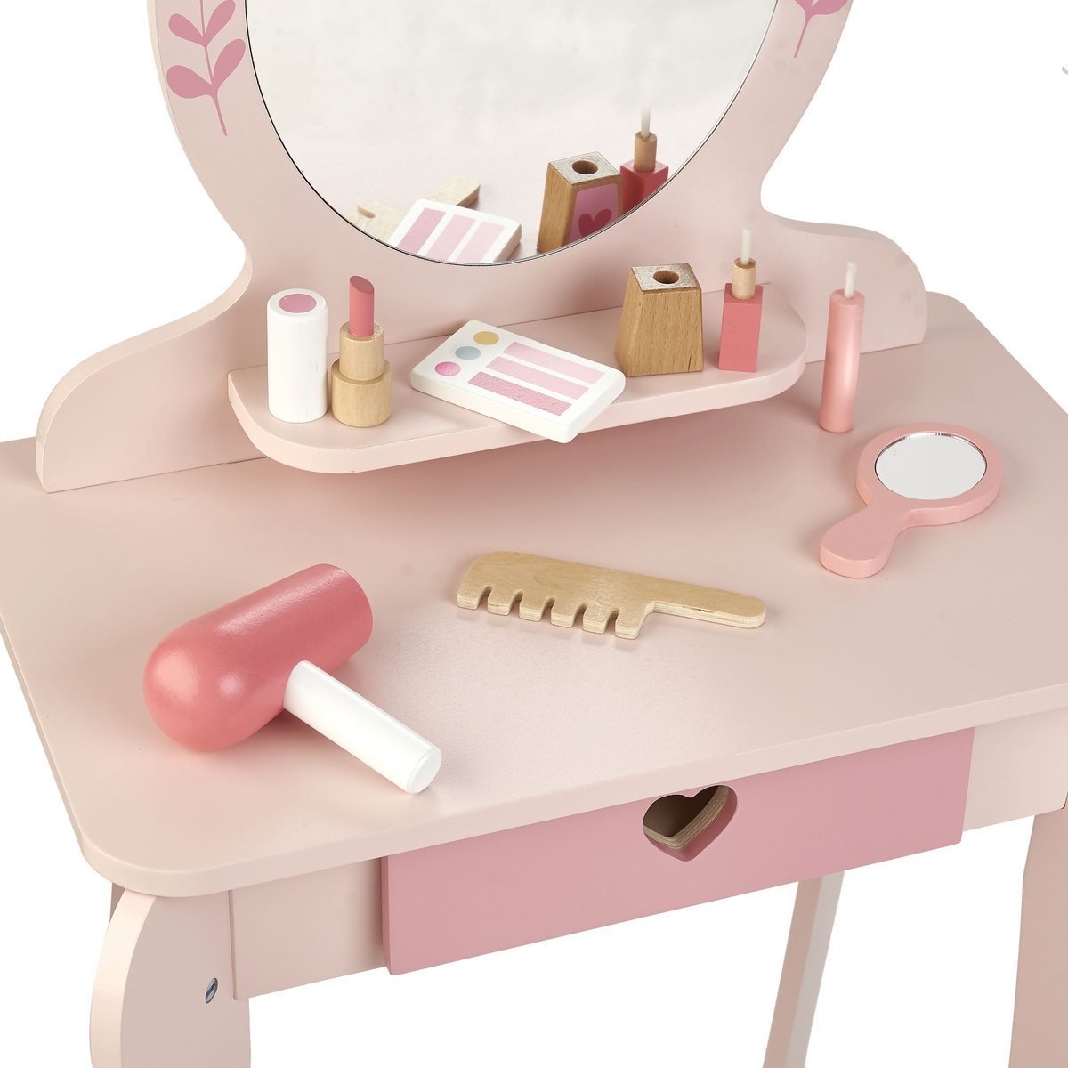 One Two Fun Ensemble coiffeuse et tabouret en bois