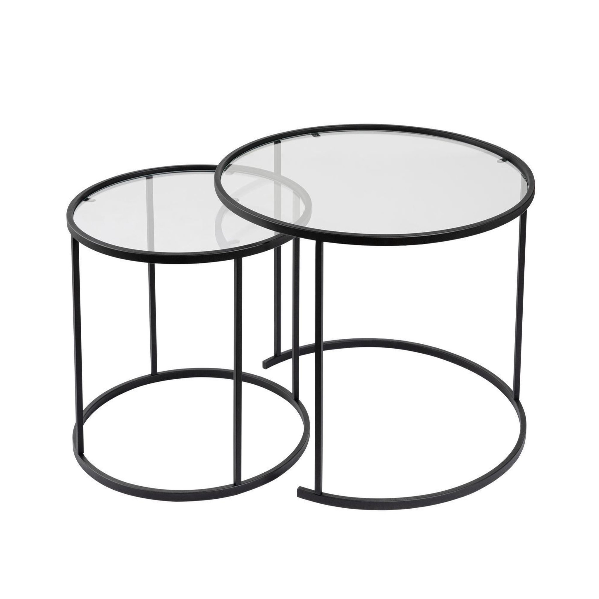 Habitat et Jardin Lot de 2 tables basses en métal  aurum  - 80 x 80 x 43 cm - noir transparent