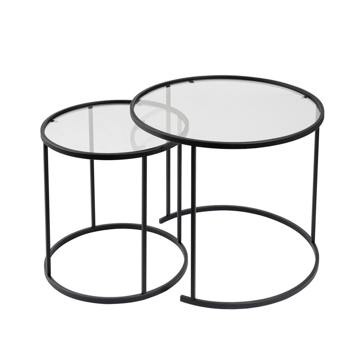 Habitat et Jardin Lot de 2 tables basses en métal  Aurum  - 80 x 80 x 43 cm - Noir Transparent