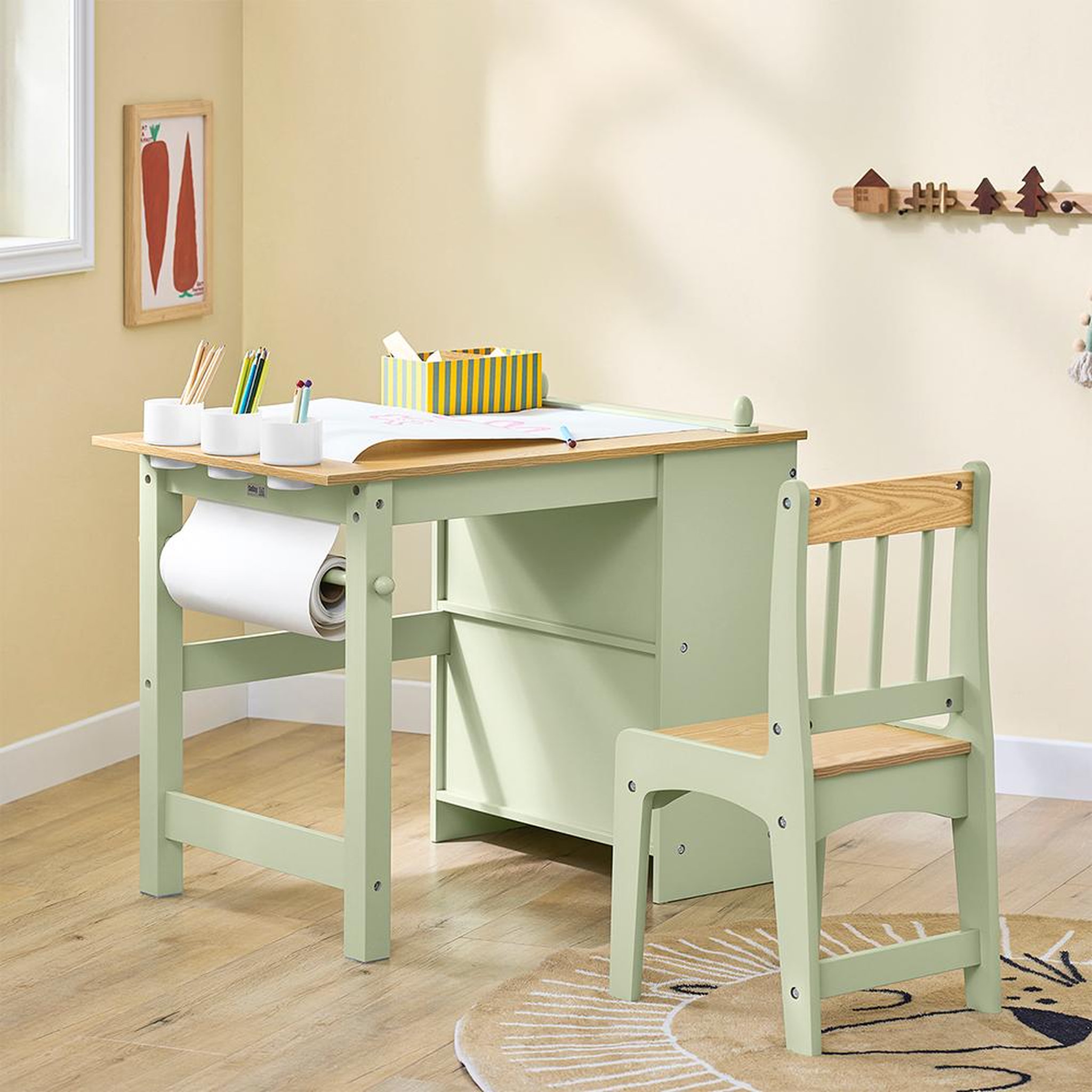 Voir la diapositive 4 : SOBUY SoBuy - Ensemble Table Et Chaise Enfant avec 2 étagères - Nordique - KMB60