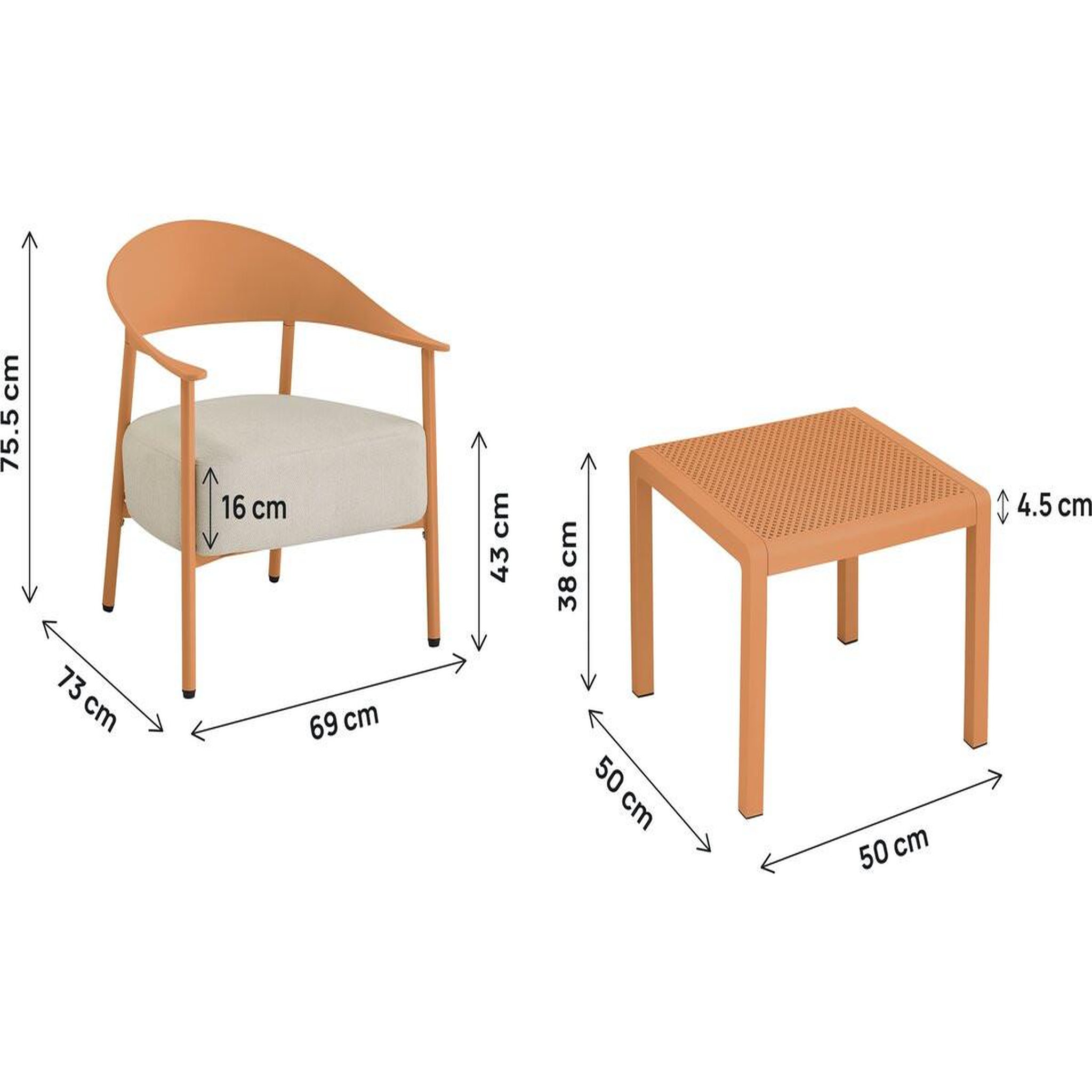 Voir la diapositive 3 : Habitat et Jardin Salon de jardin en métal et plastique  céora  - 2 places - orange