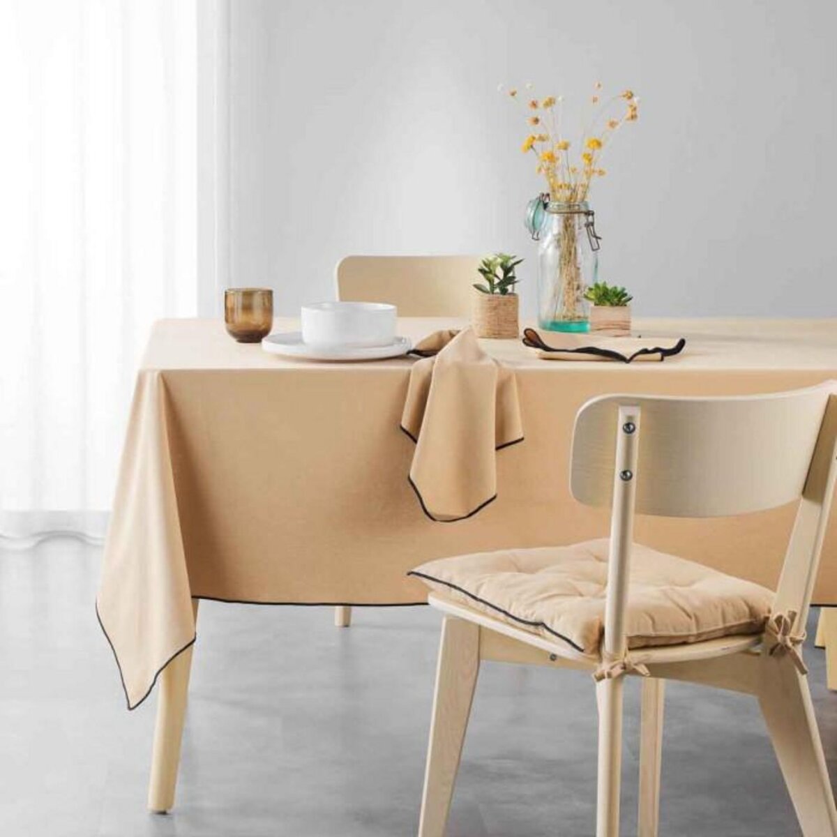 Paris Prix Lot de 3 Serviettes de Table  Mistraline  40x40cm Beige