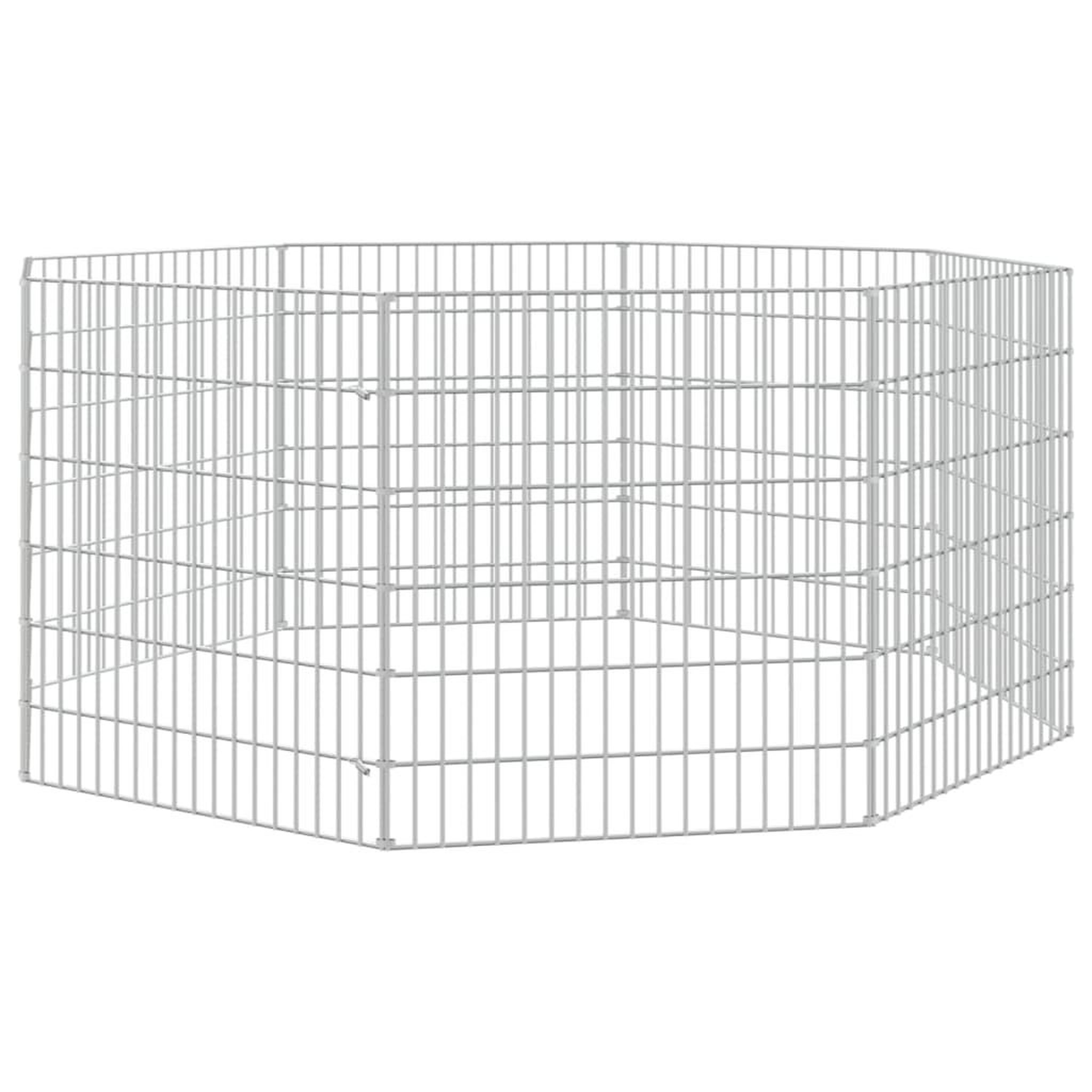Voir la diapositive 2 : VIDAXL Enclos pour animaux en liberte 8 panneaux 54x60cm fer galvanise