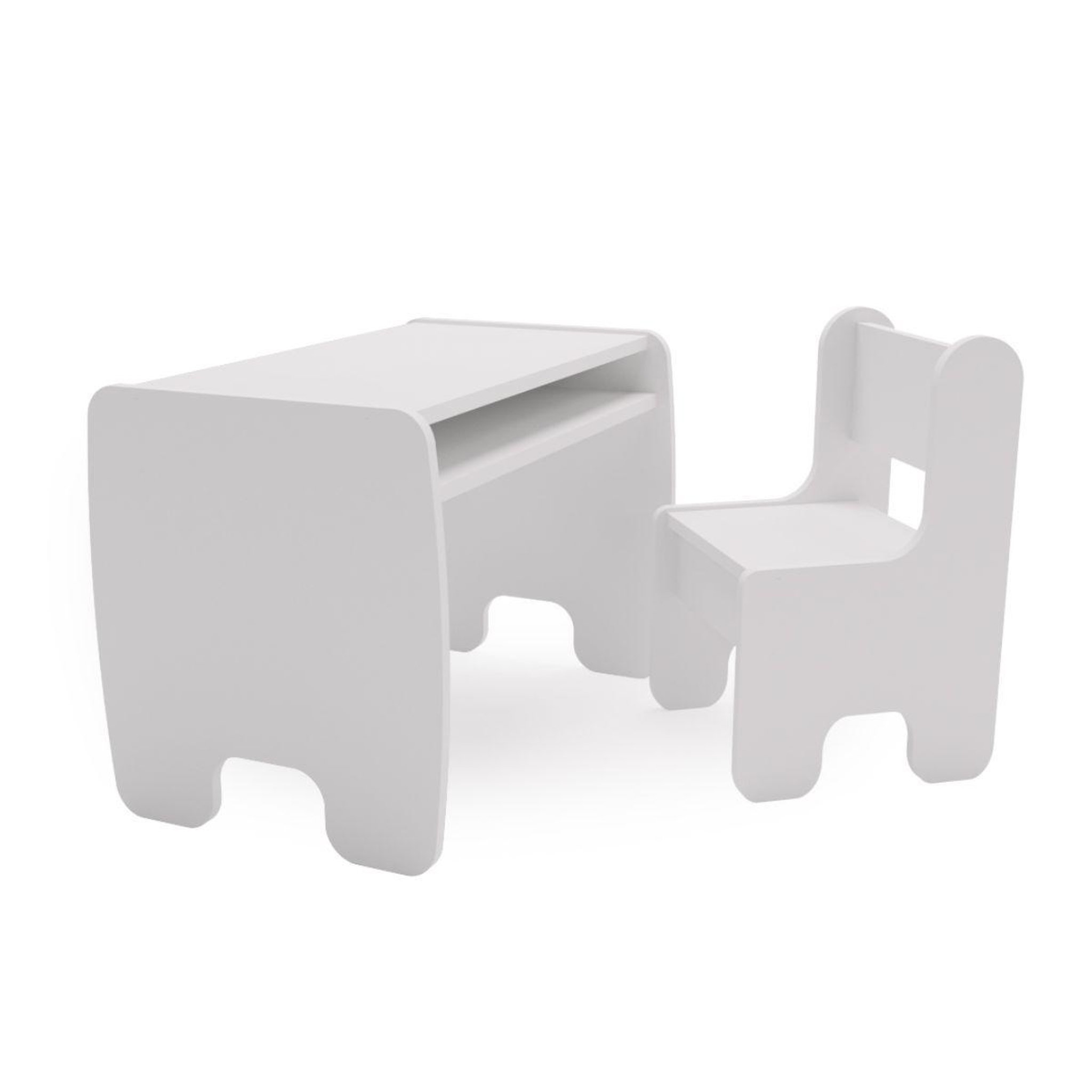 Voir la diapositive 3 : KOBI Ensemble de Mobilier Enfant : Table et Chaises Blanches Modernes