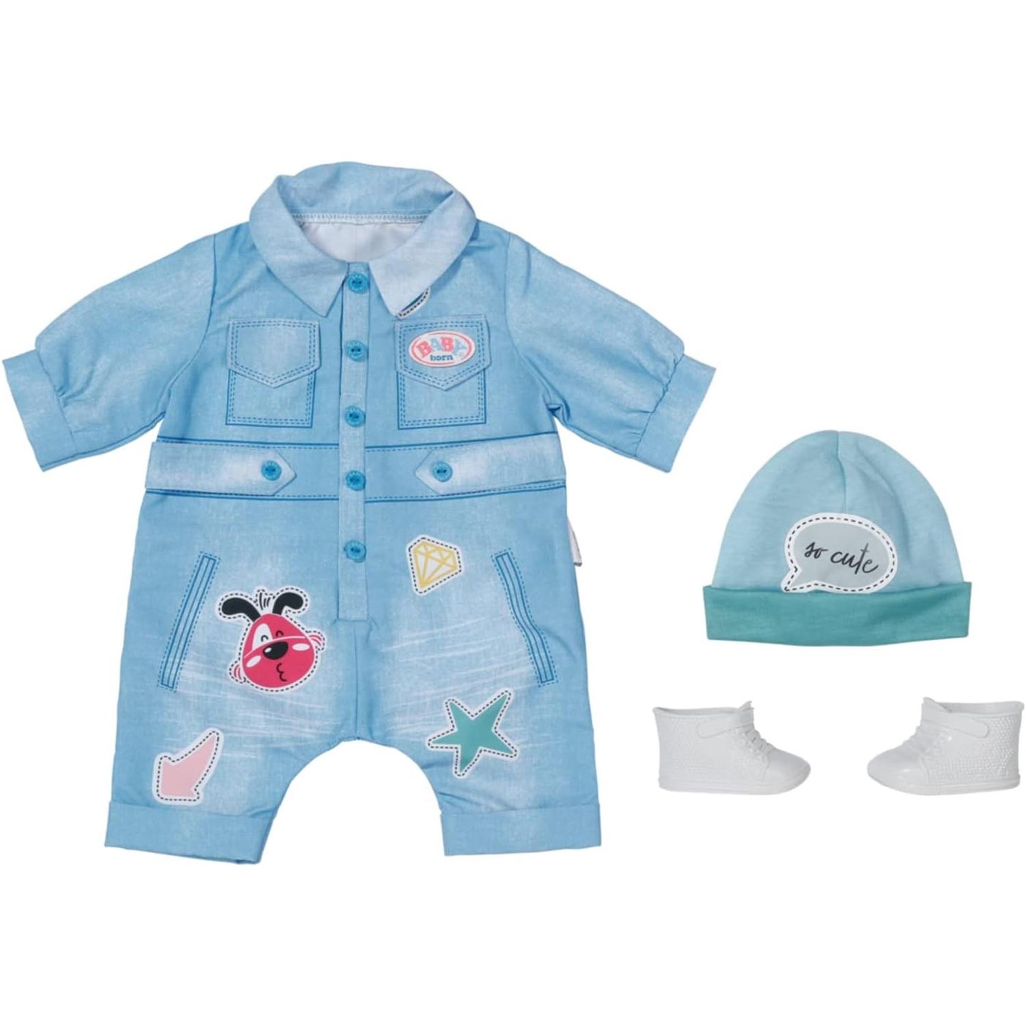 Zapf Creation Baby born Deluxe Combinaison en jean pour poupée 43cm