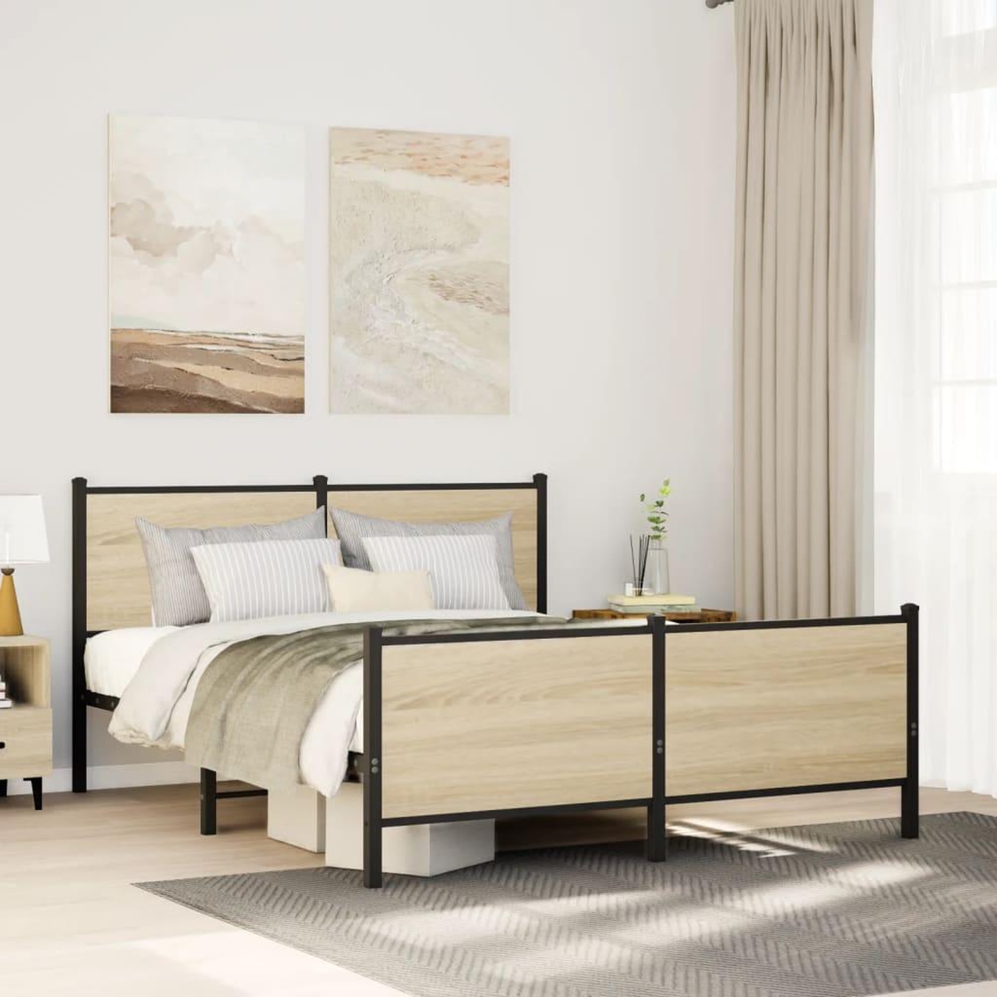 VIDAXL Cadre de lit en metal sans matelas chene sonoma 140x200 cm