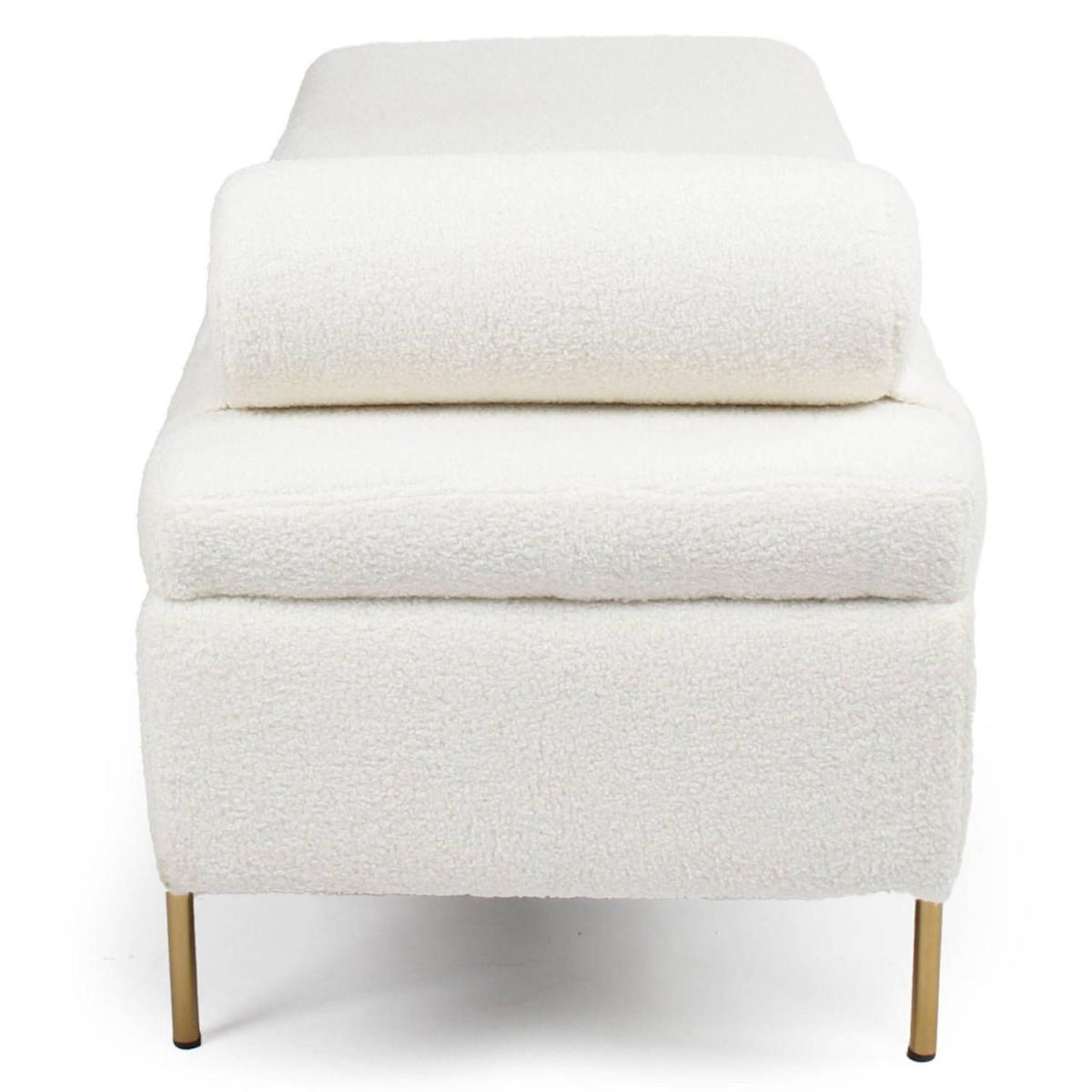 Paris Prix Banquette & Coffre Bouclette  Loyd  140cm Blanc