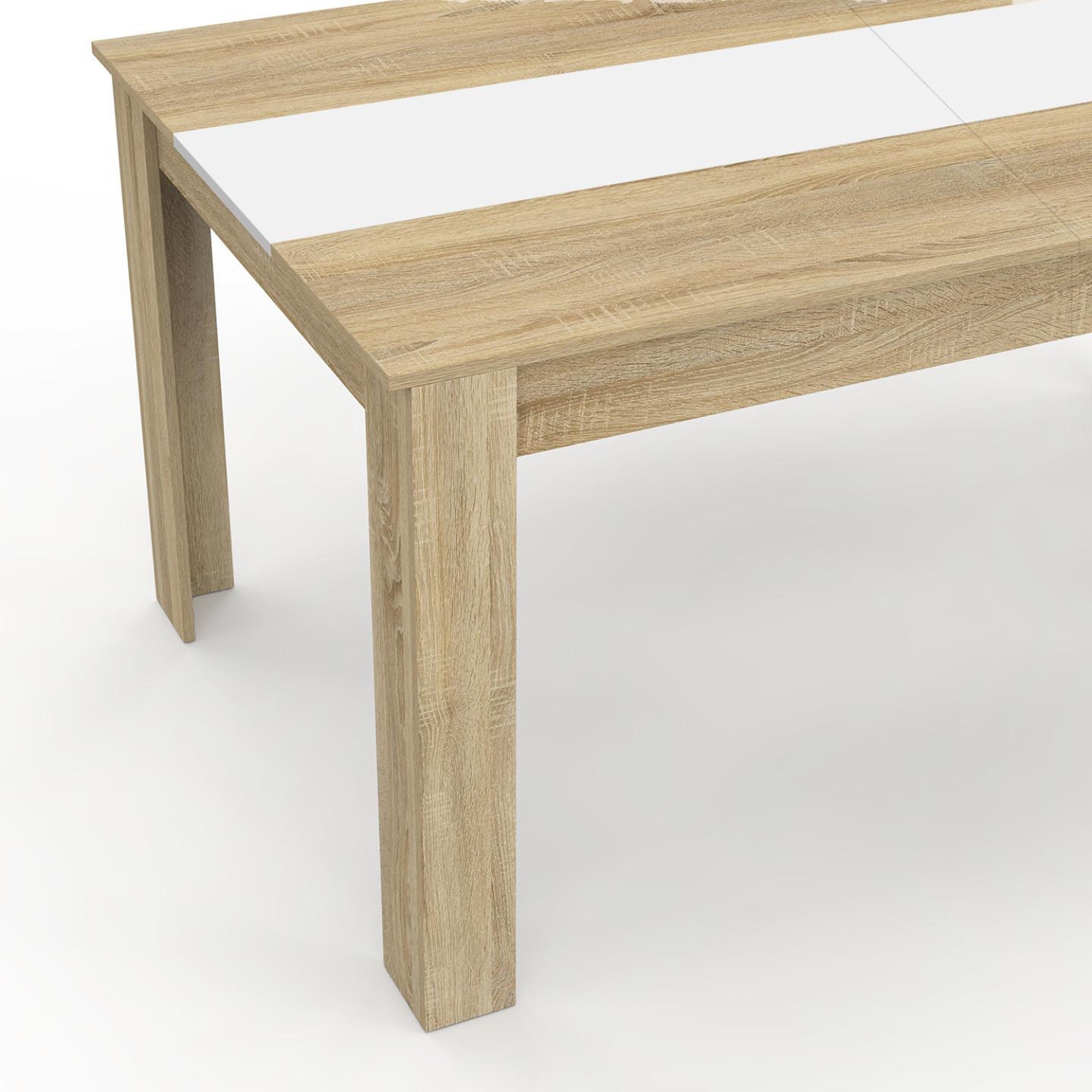 Voir la diapositive 5 : ID MARKET Table à manger rectangle georgia 8 personnes imitation hêtre et blanche 160 x 80 cm