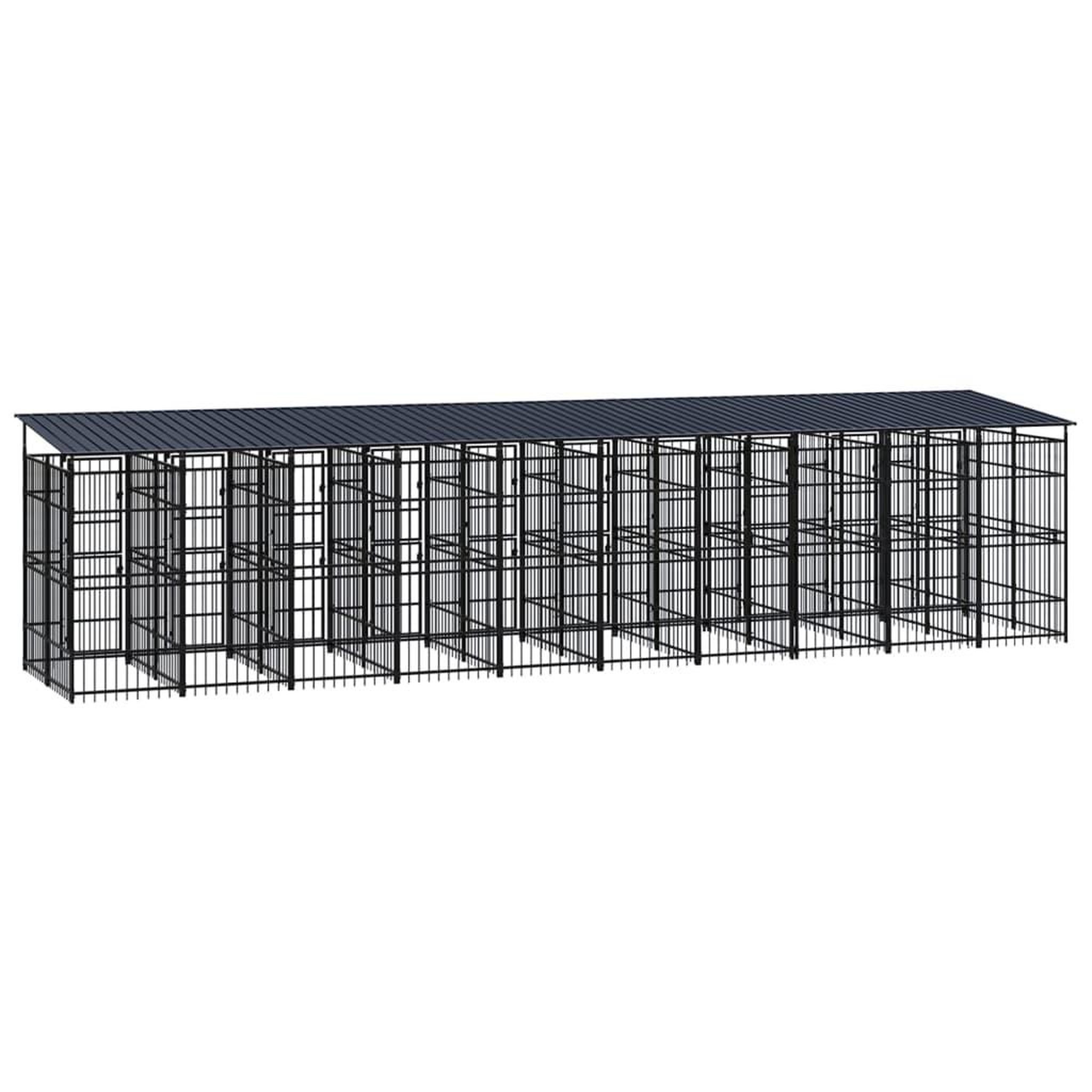 Voir la diapositive 4 : VIDAXL Chenil d'exterieur avec toit pour chiens Acier 18,43 m²