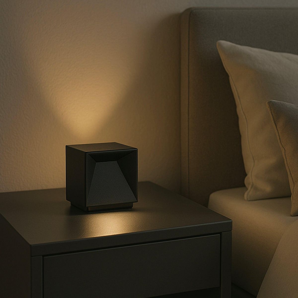 Lumisky Lampe de table cube LED CUBOX Noir Aluminium 10 cm