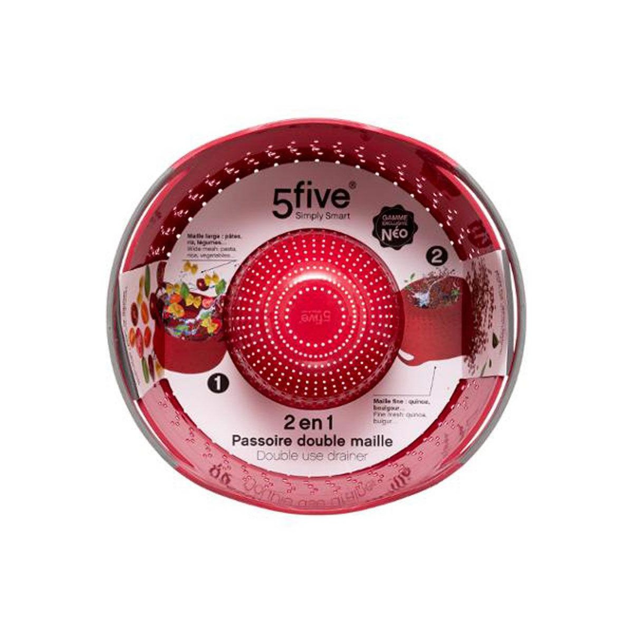 Voir la diapositive 3 : FIVE Passoire double maille  néo  25cm rouge