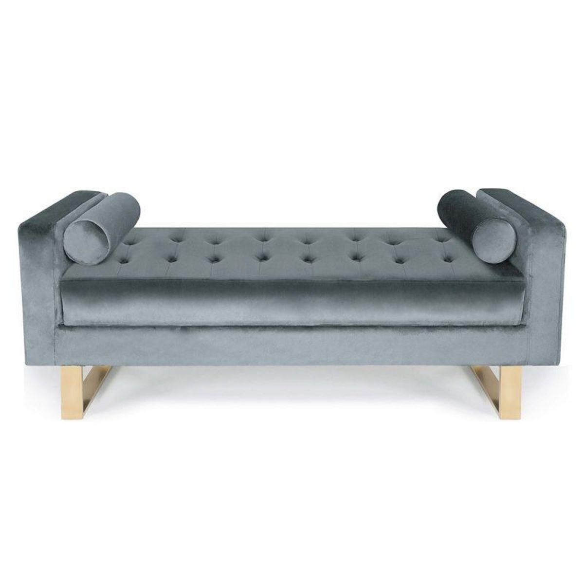 Paris Prix Banquette Capitonnée Velours  Qena  160cm Argent