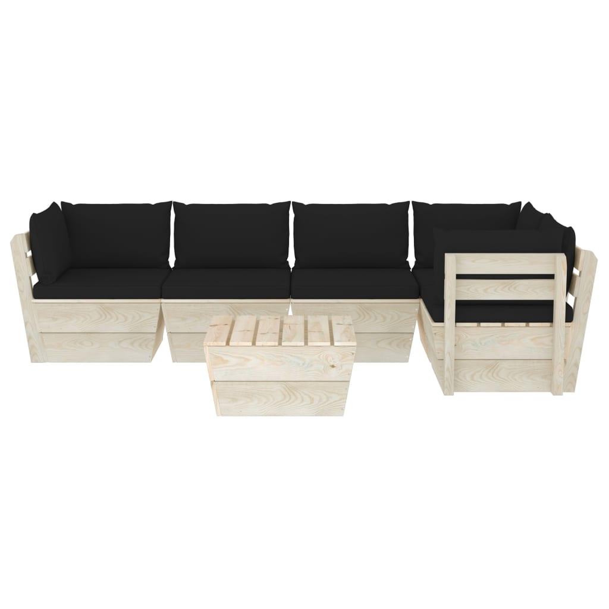 Voir la diapositive 3 : VIDAXL Salon de jardin palette 6 pcs avec coussins bois d'epicea