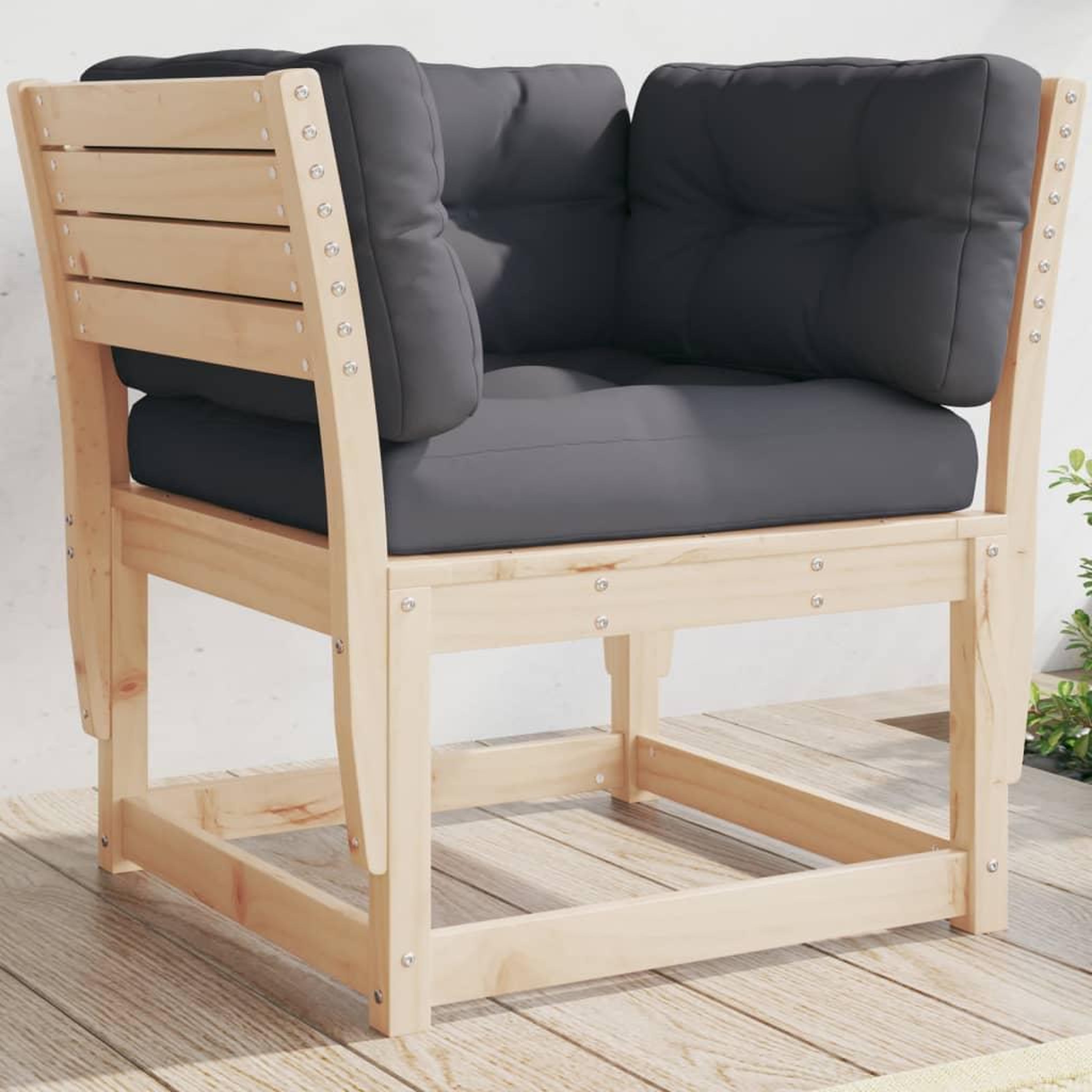 VIDAXL Canape de jardin accoudoirs avec coussins bois massif de pin