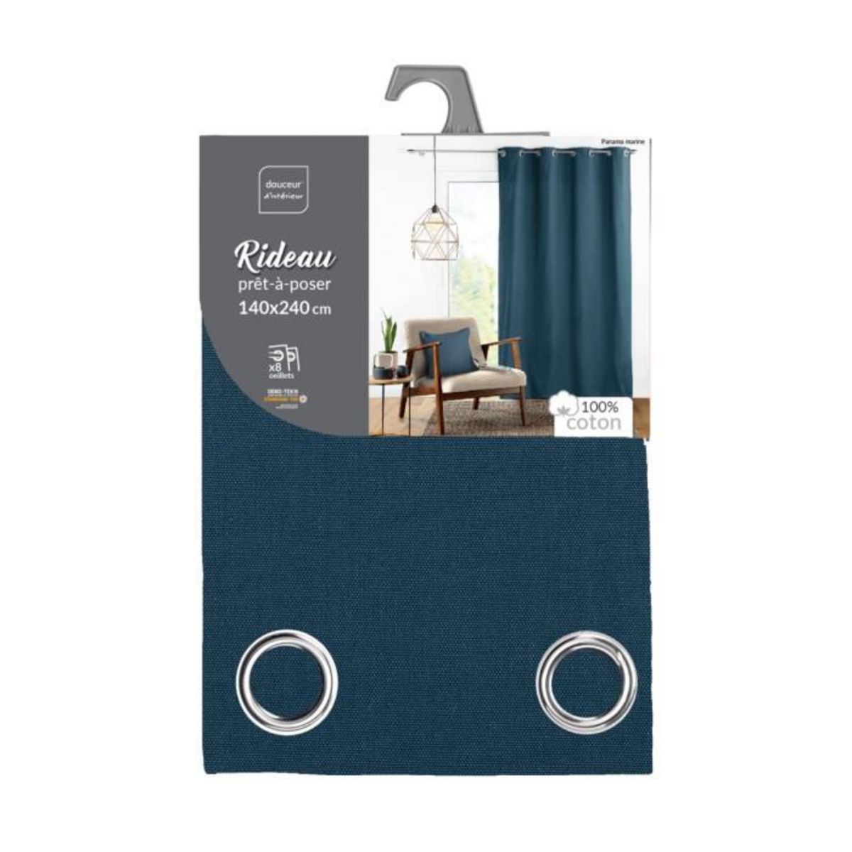 Paris Prix Rideau à Oeillets  Panama  140x240cm Bleu Marine