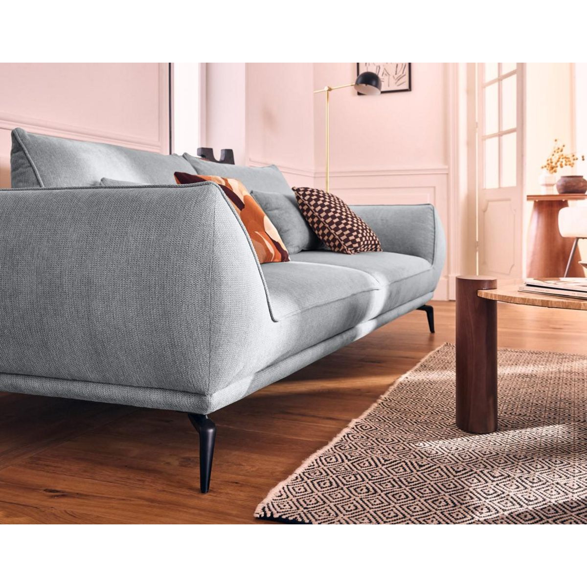 LISA DESIGN Arica - canapé droit 3 places convertible en tissu texturé