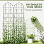 Voir la diapositive 4 : OUTSUNNY Treillis de jardin effet fer forgé pointe de fleur de lys  - 2 supports plantes grimpantes - 50 x 220 cm - métal époxy noir
