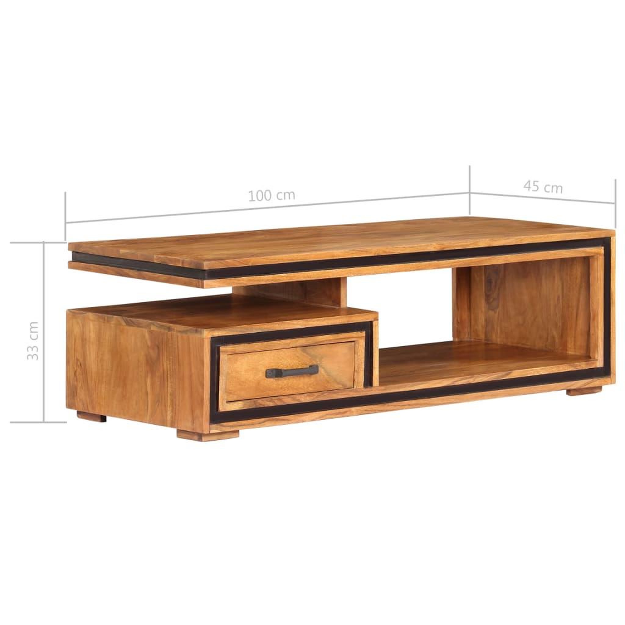 Voir la diapositive 6 : VIDAXL Table basse 100x45x33 cm bois d'acacia massif