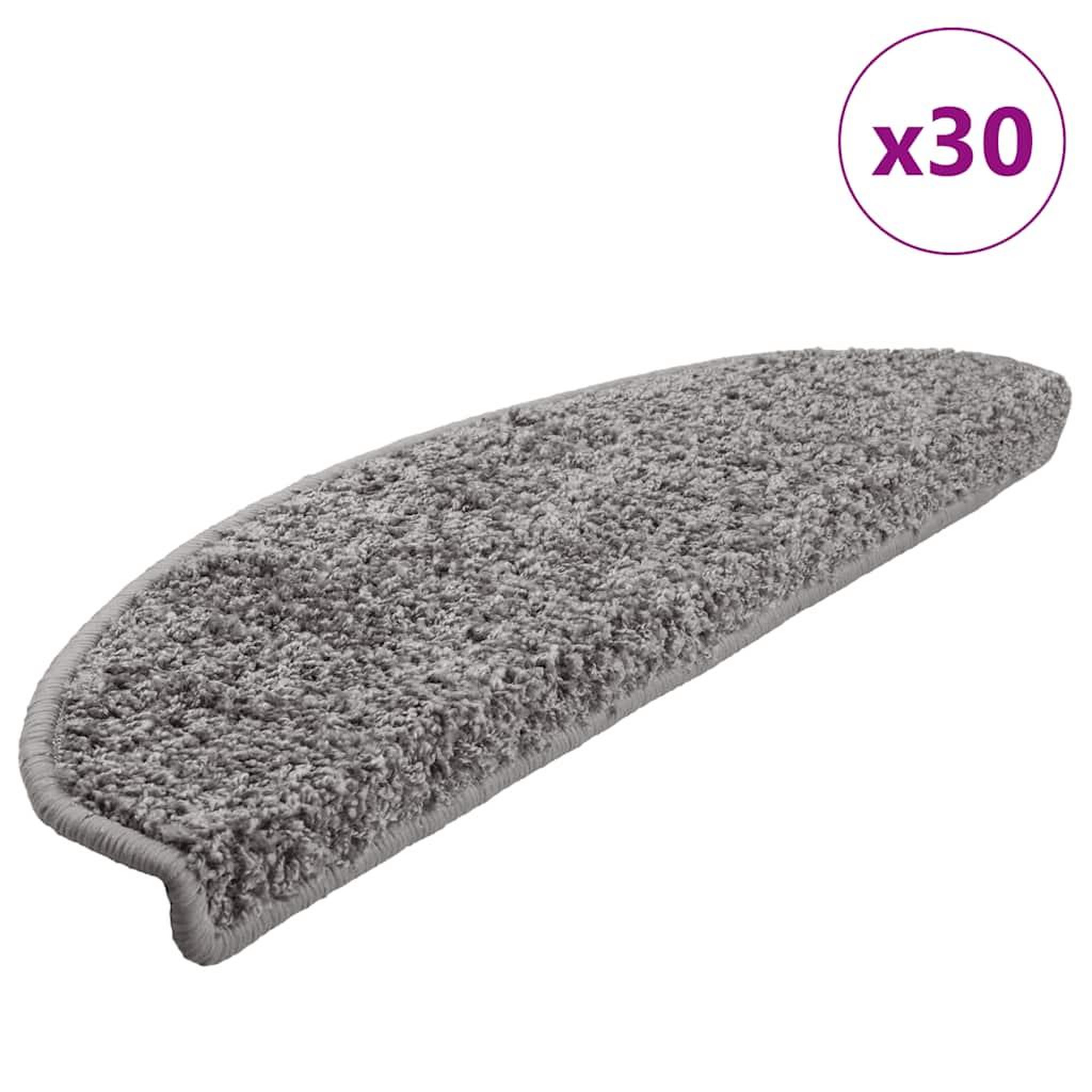 VIDAXL Tapis d'escalier 30 pcs gris 65x21x4 cm