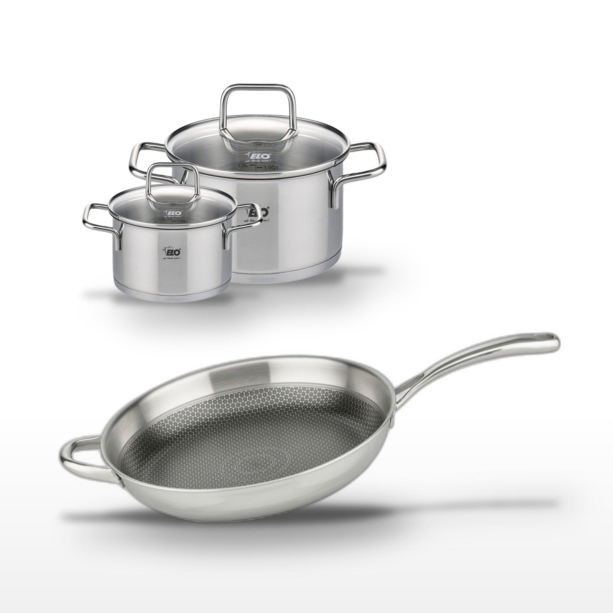 ELO Lot poêle 32 cm & 2 faitouts 20/14 cm elo relief evolution
