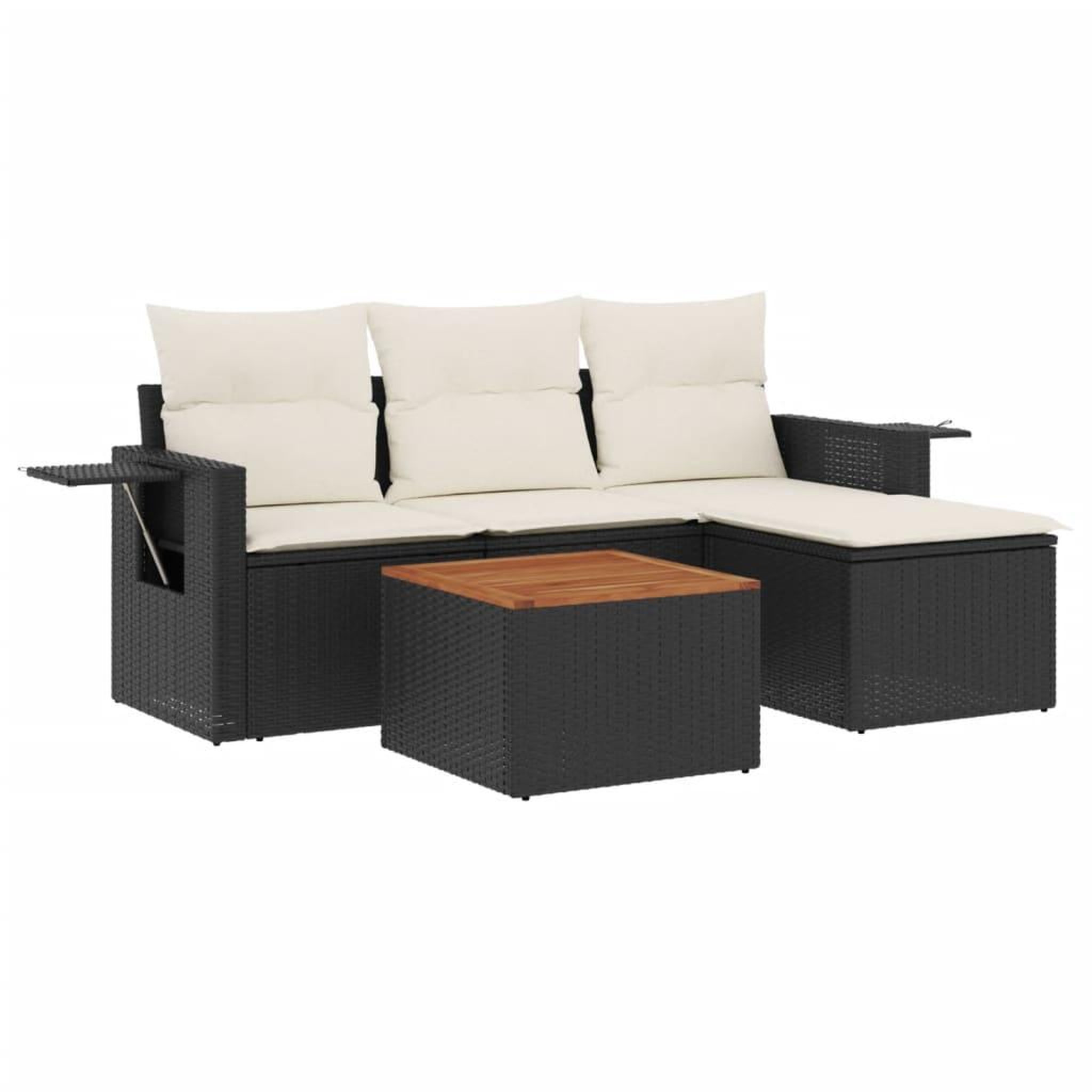 Voir la diapositive 2 : VIDAXL Salon de jardin 5 pcs avec coussins noir resine tressee