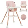 BEBELISSIMO Bebelissimo - Chaise haute bébé 5 en 1 - Evolutive - Réglable - bois de Hêtre - PVC cuir - rose - BZ -511 - new design