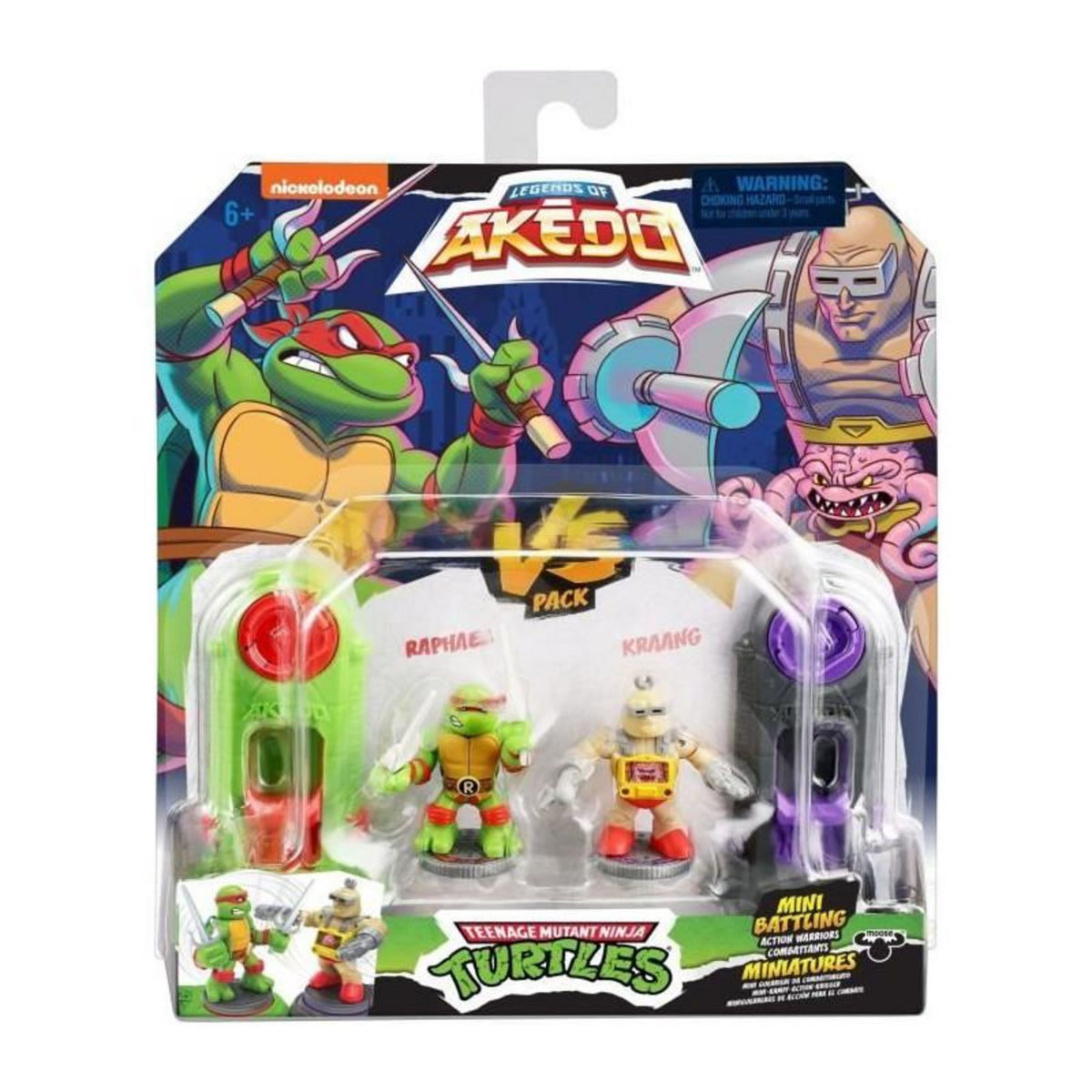 MOOSE TOYS Figurines Tortues Ninja - Akedo - Raphael vs Rocksteady - Extérieur - 6 ans - Multicolore