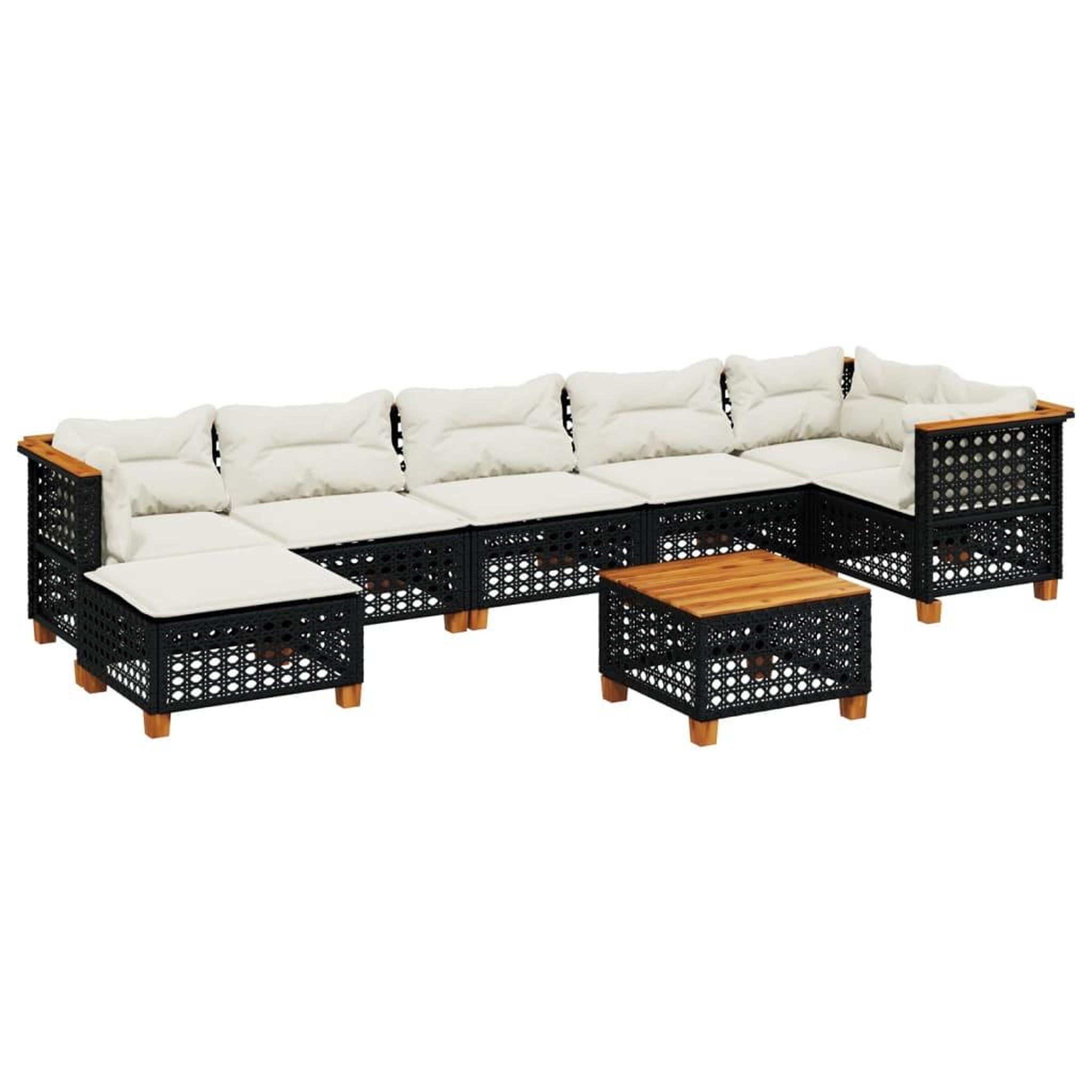 Voir la diapositive 2 : VIDAXL Salon de jardin 8 pcs avec coussins noir resine tressee