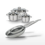 ELO Lot de 2 Poêles 24/28cm & 3 Faitouts 14/16/20cm Elo Relief Solution