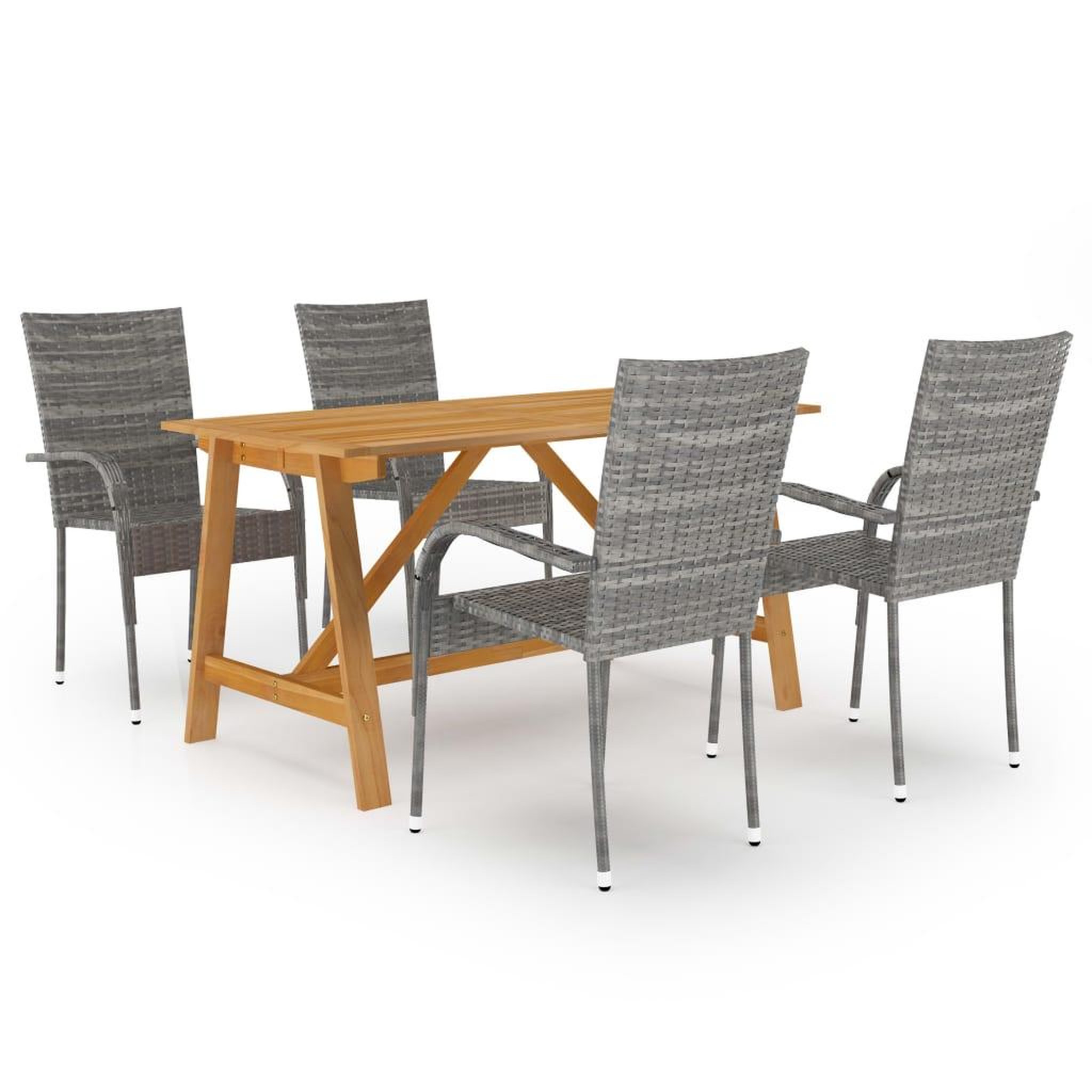 Voir la diapositive 1 : VIDAXL Ensemble a manger de jardin 5 pcs Gris