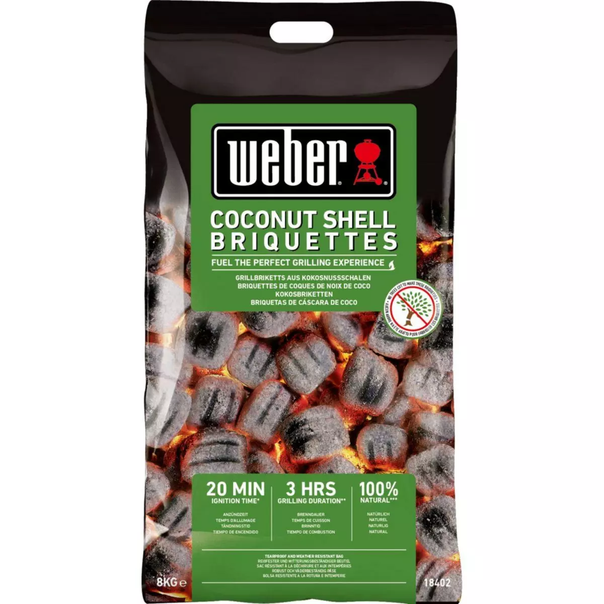 Weber Briquette de charbon de briquettes 8kg de noix de coco
