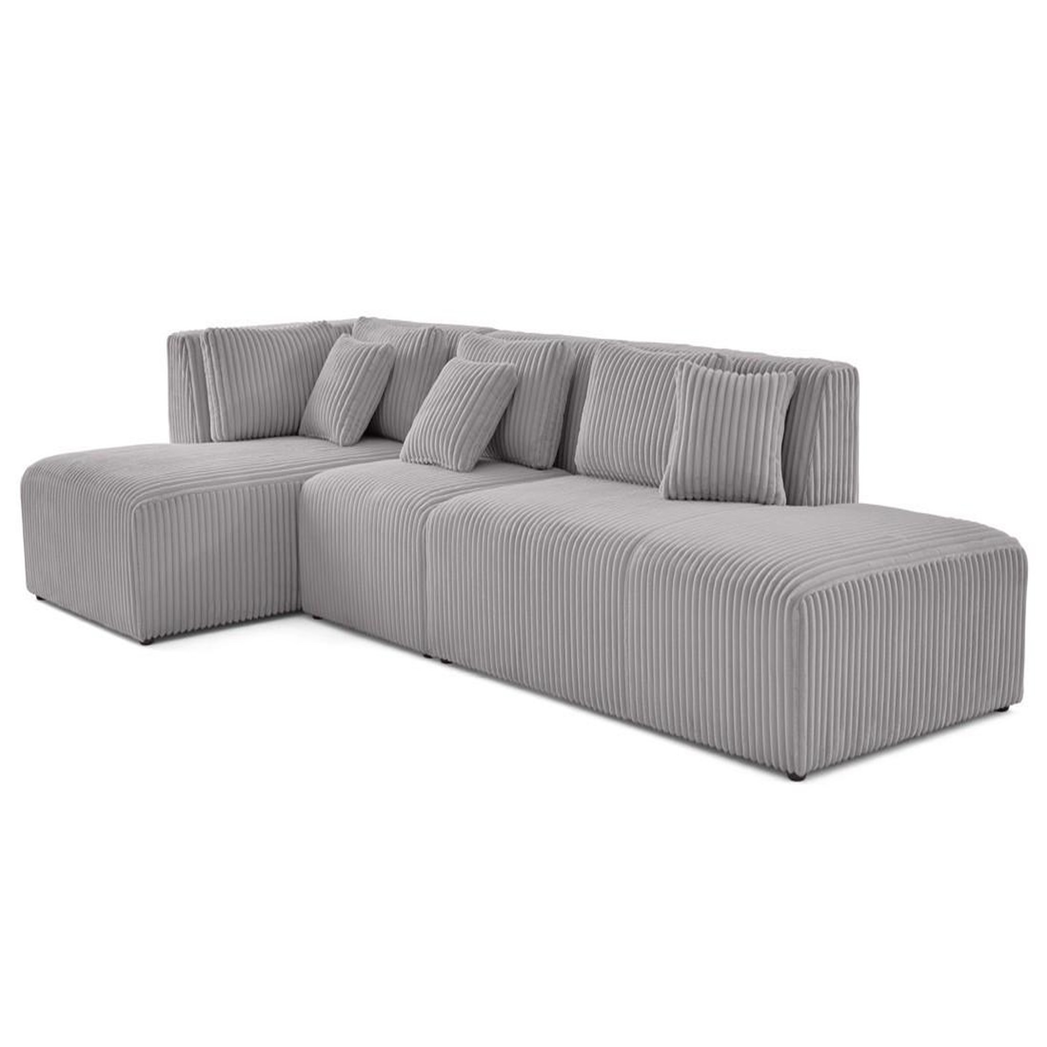 Voir la diapositive 2 : LISA DESIGN Victoire - canapé modulable d'angle gauche 5 places en velours côtelé grosses côtes