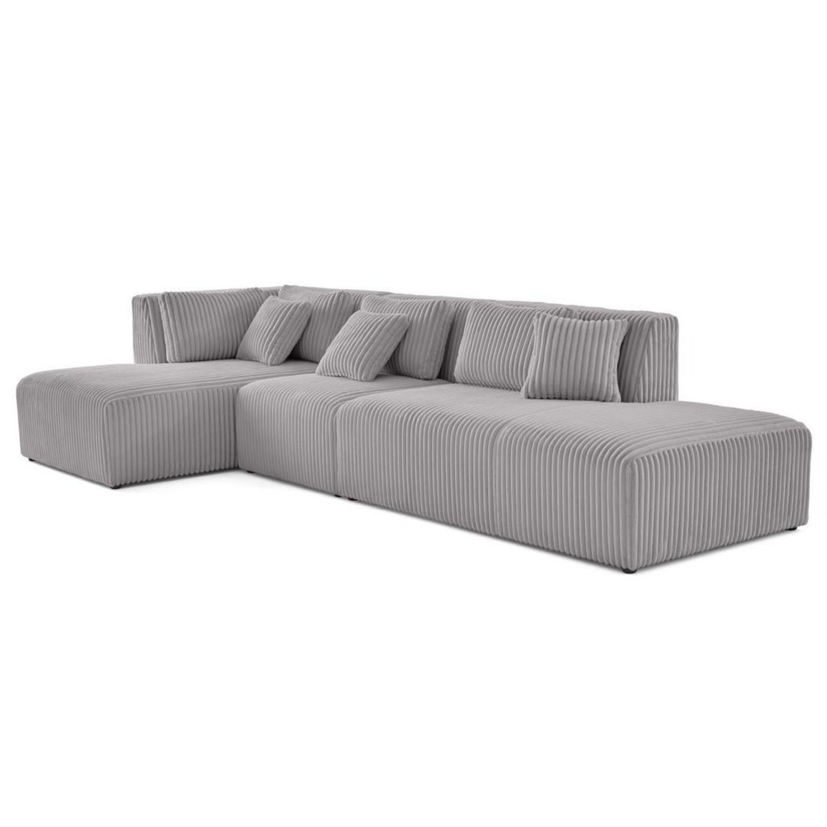 LISA DESIGN Victoire - canapé modulable d'angle gauche 5 places en velours côtelé grosses côtes