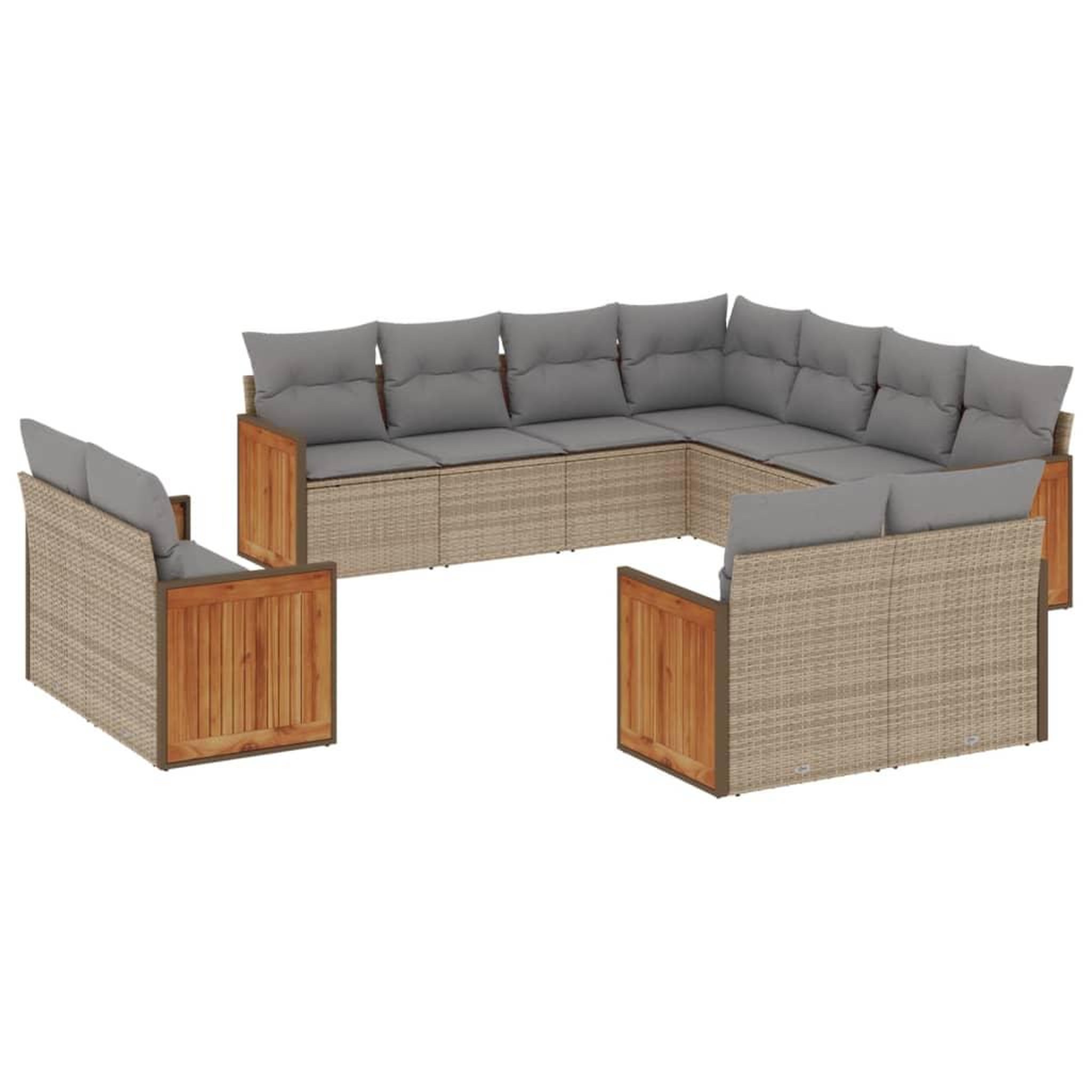 Voir la diapositive 2 : VIDAXL Salon de jardin 11 pcs avec coussins beige resine tressee