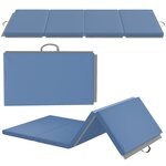 HOMCOM Tapis de gym yoga fitness pliable - poignée - revêtement synthétique - bleu