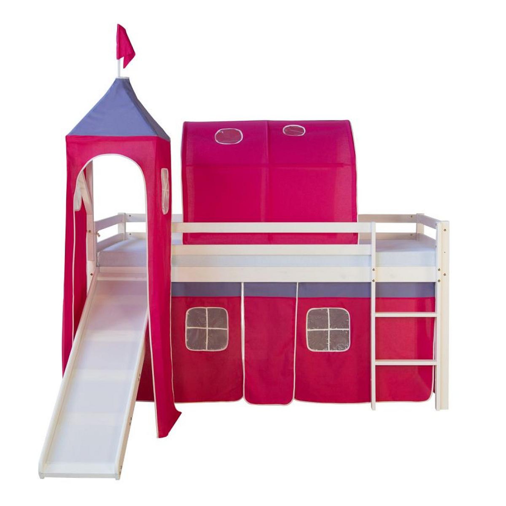 Voir la diapositive 4 : HomeStyle4U Lit toboggan avec tour - couleur rose