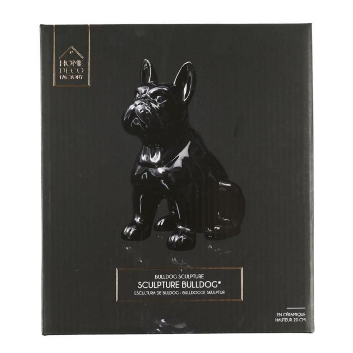 Paris Prix Statuette Déco en Céramique  Bulldog  20cm Noir