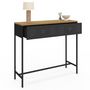 Voir la diapositive 4 : ID MARKET Console 1 tiroir ESTER métal noir plateau bois design industriel