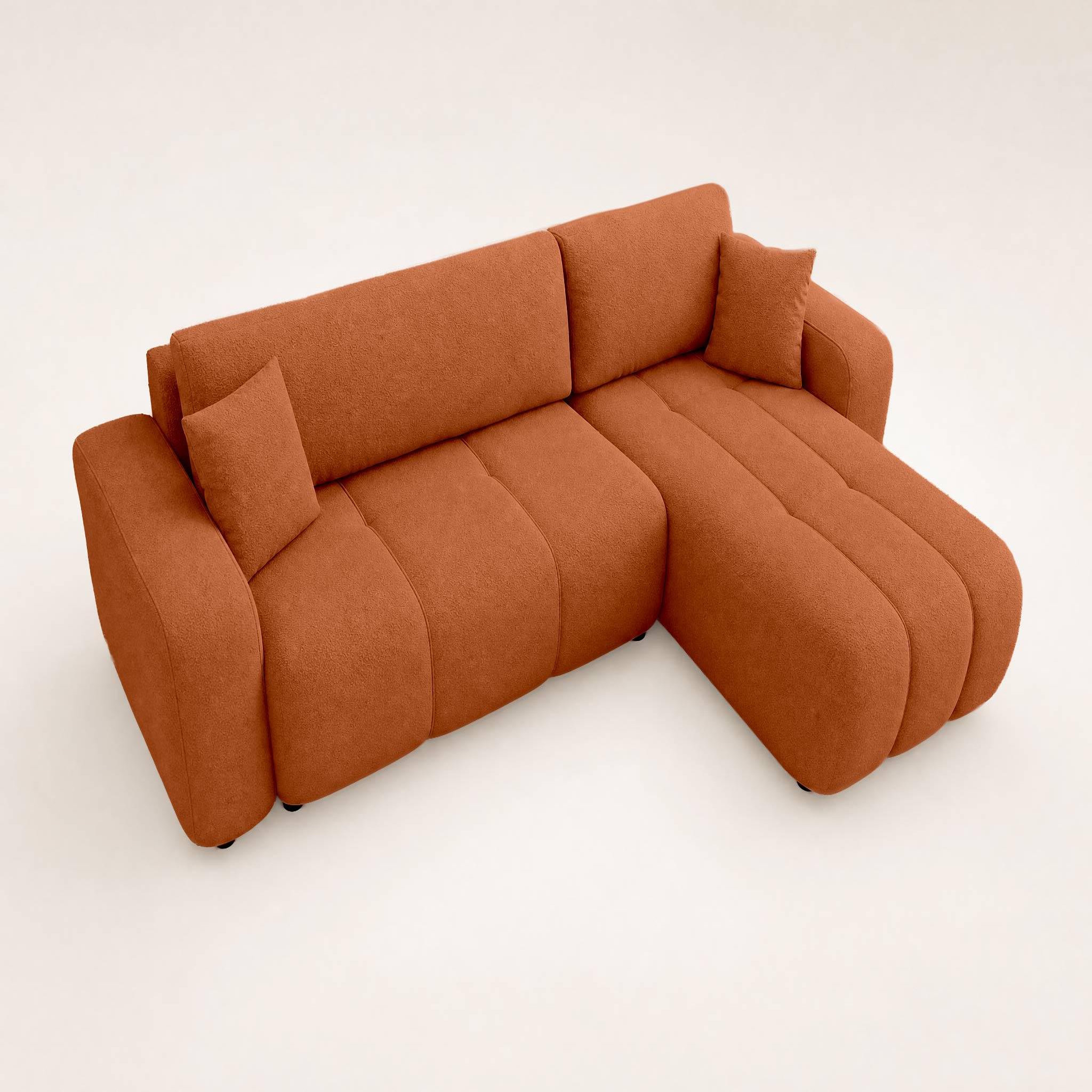 Voir la diapositive 6 : BEST MOBILIER Nicole - canapé d'angle réversible 4 places convertible avec coffre en tissu