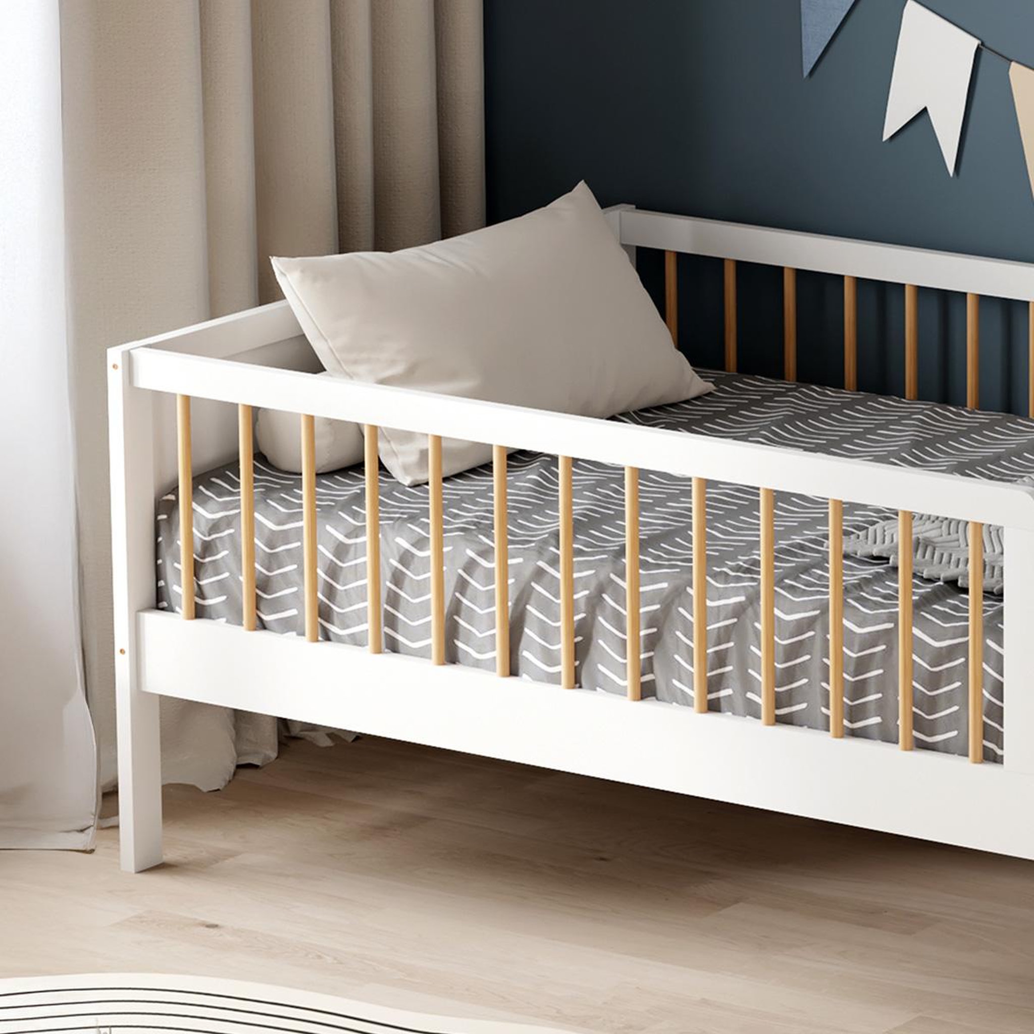 Voir la diapositive 5 : MINEA Minea | lit avec barrière pepito 90x190 cm (matelas non inclus)