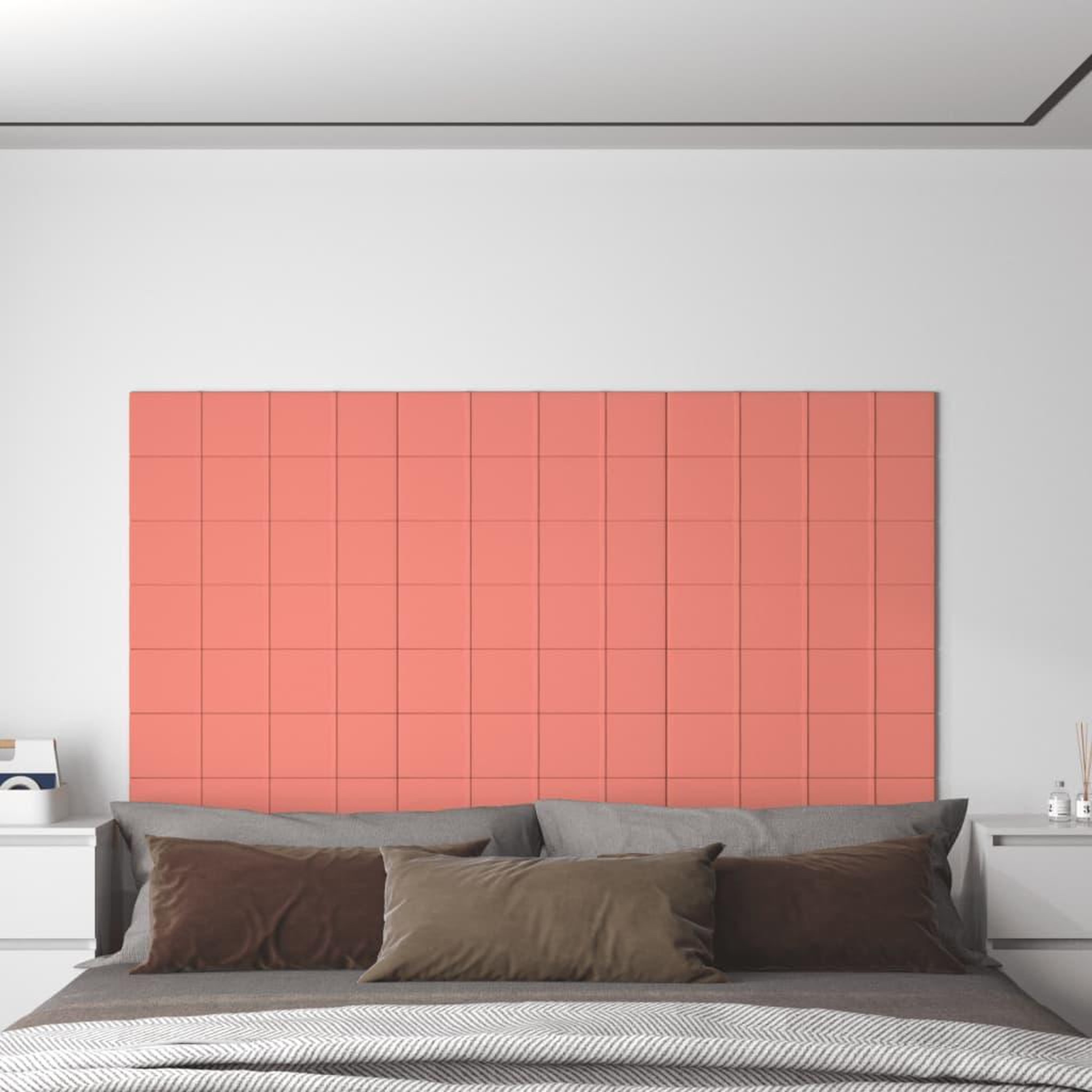 Voir la diapositive 1 : VIDAXL Panneaux muraux 12 pcs Rose 60x15 cm Velours 1,08 m^2