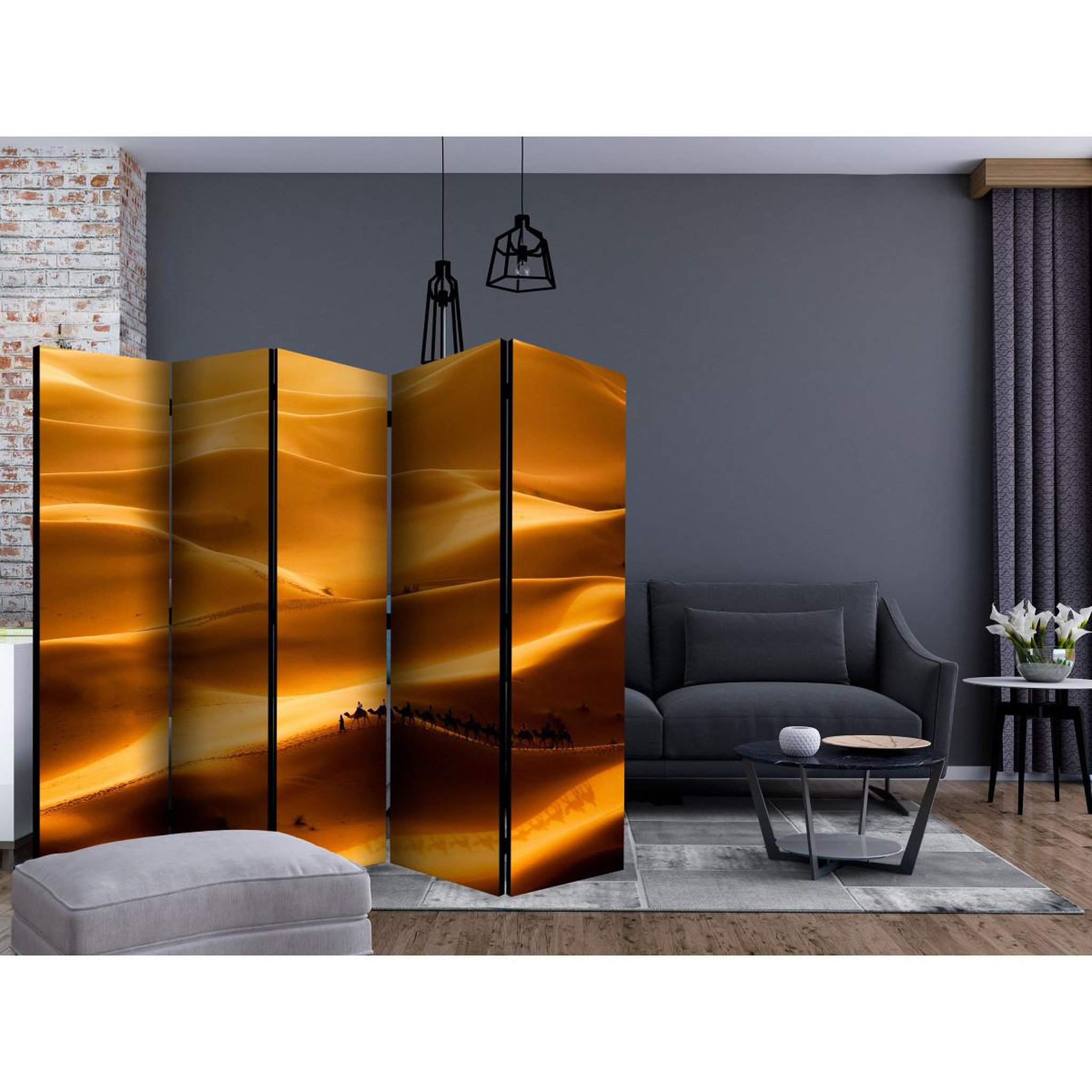 Voir la diapositive 2 : Paris Prix Paravent 5 volets  caravan of camels ii  172x225cm