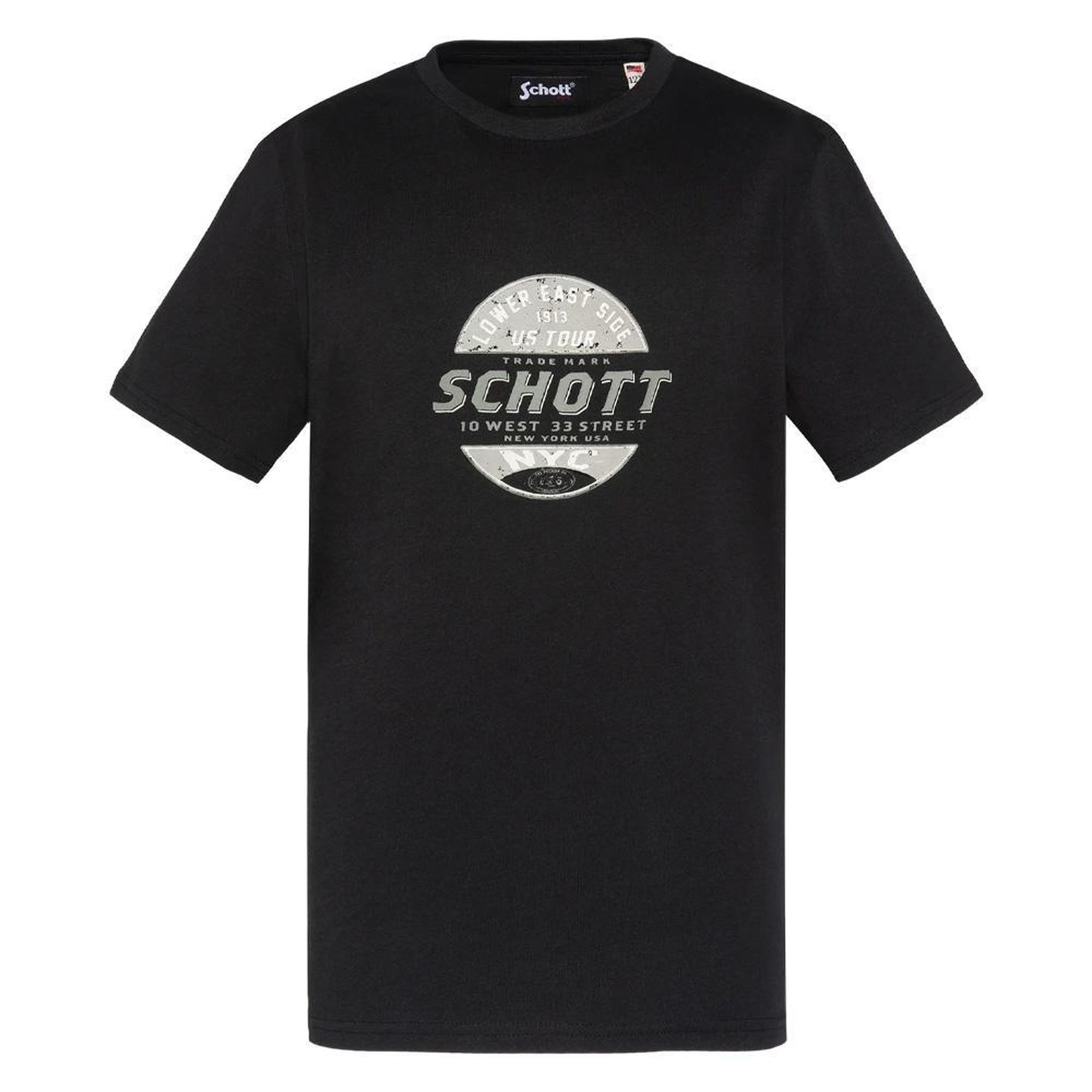 Schott T-shirt Noir Garçon Schott USTOUR. Coloris disponibles : Noir