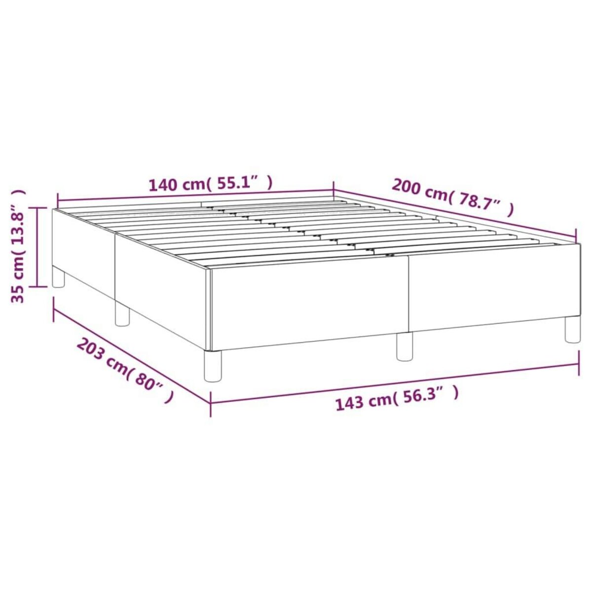 VIDAXL Cadre de lit sans matelas gris fonce 140x200 cm tissu