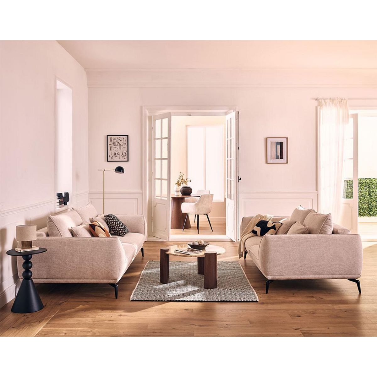 LISA DESIGN Arica - canapé droit 3 places convertible en tissu texturé