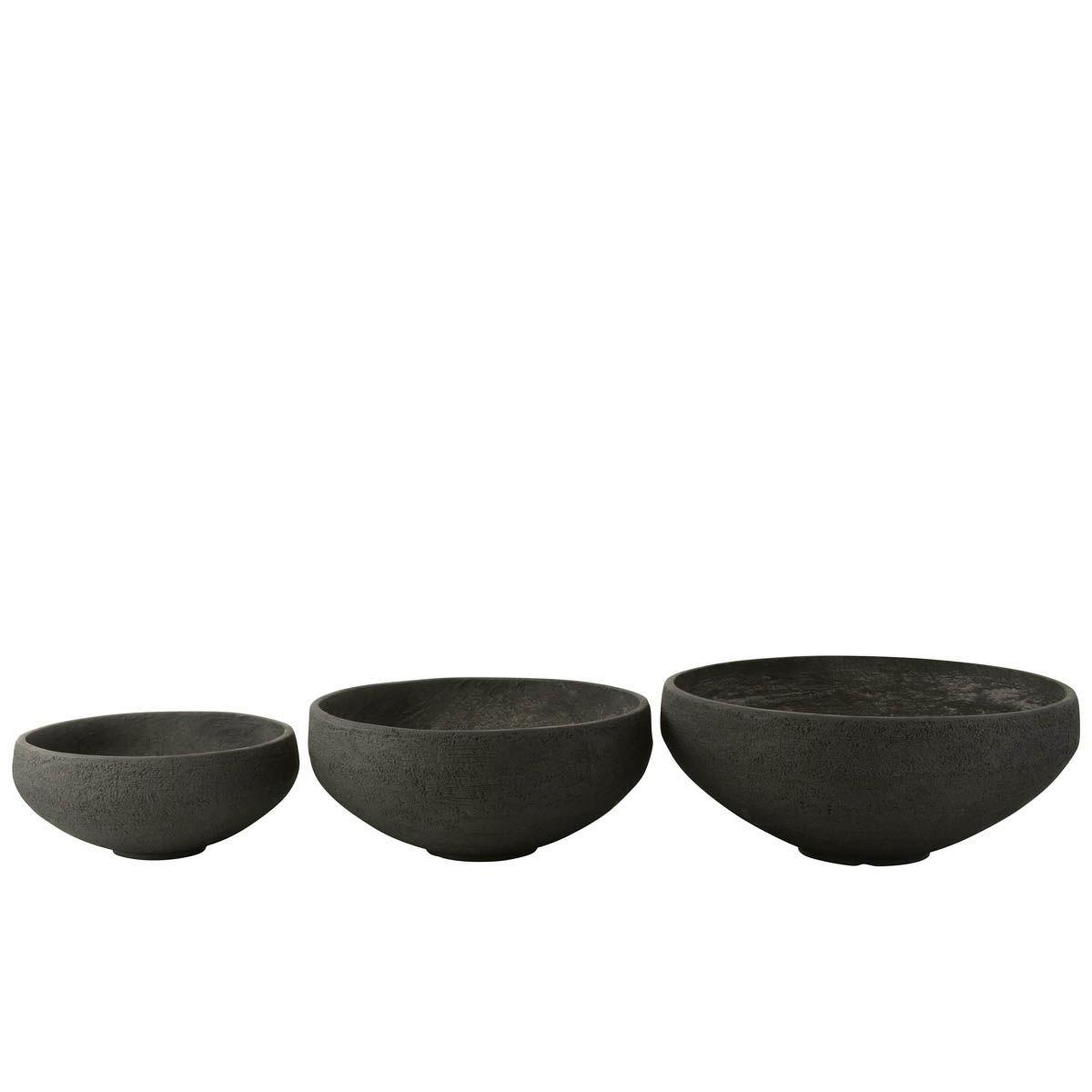 Voir la diapositive 2 : J-LINE Lot de 3 cache-pots en argile  abel  69cm noir