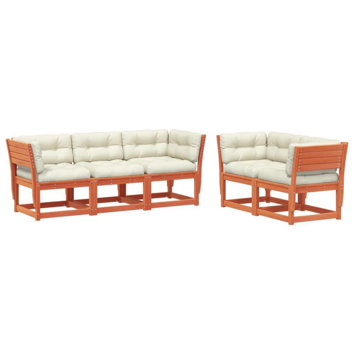 VIDAXL Salon de jardin 5 pcs avec coussins cire marron bois pin massif